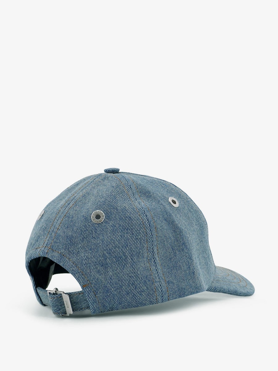 AMI Paris Blue denim hat with embroidered logo, view 3
