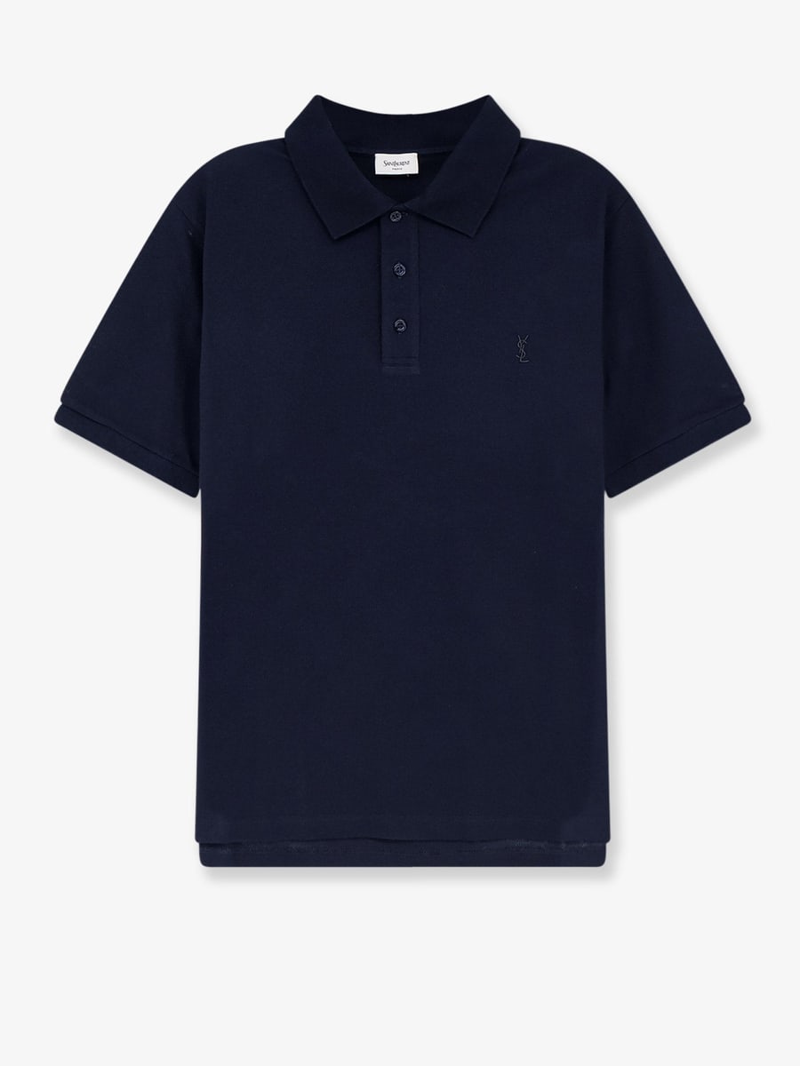 Saint Laurent Piqué cotton polo shirt with Cassandre embroidery