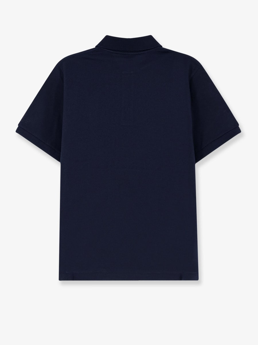 Saint Laurent Piqué cotton polo shirt with Cassandre embroidery, view 2