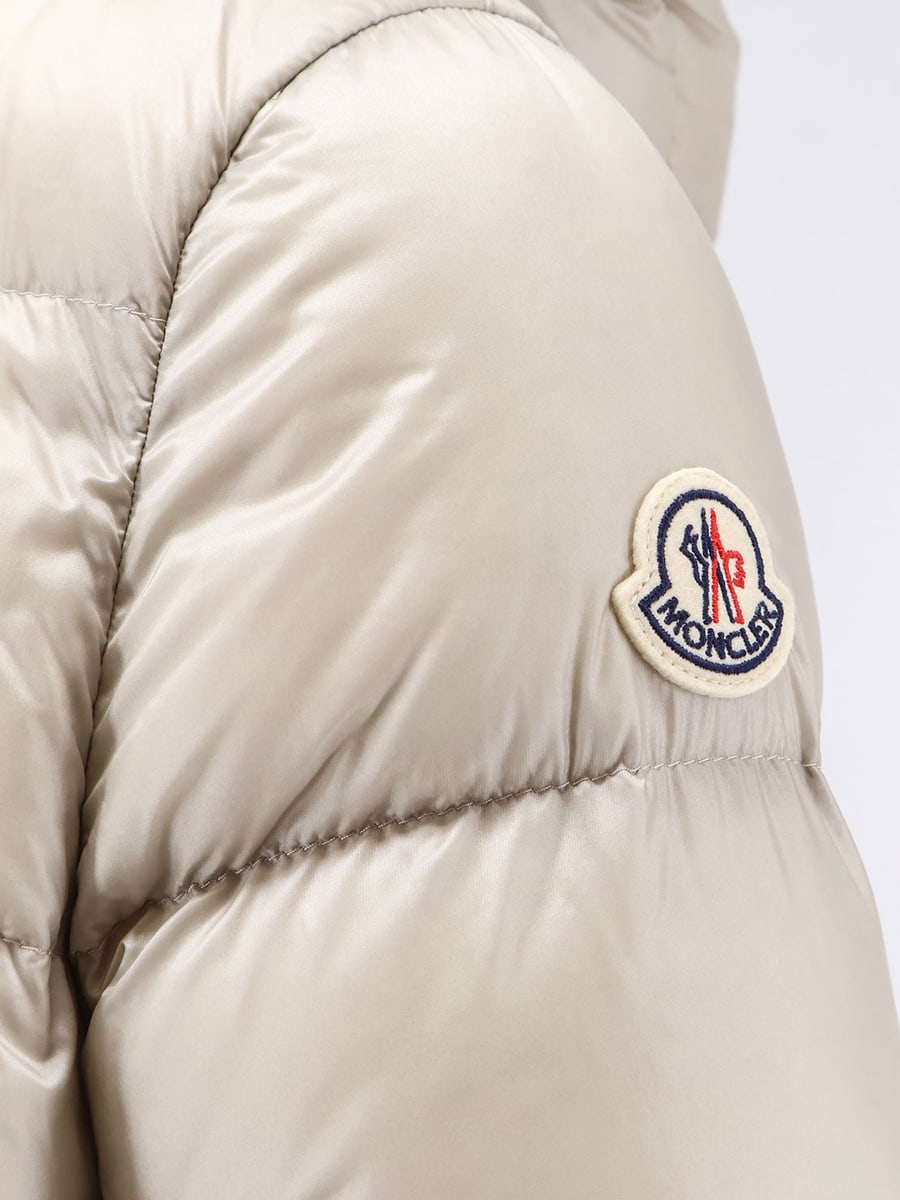 Moncler Suyenne hooded long down jacket, view 5
