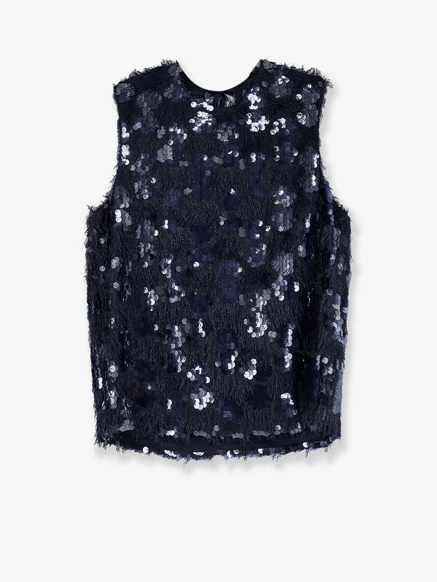 SEMICOUTURE Fringed top wwith sequins