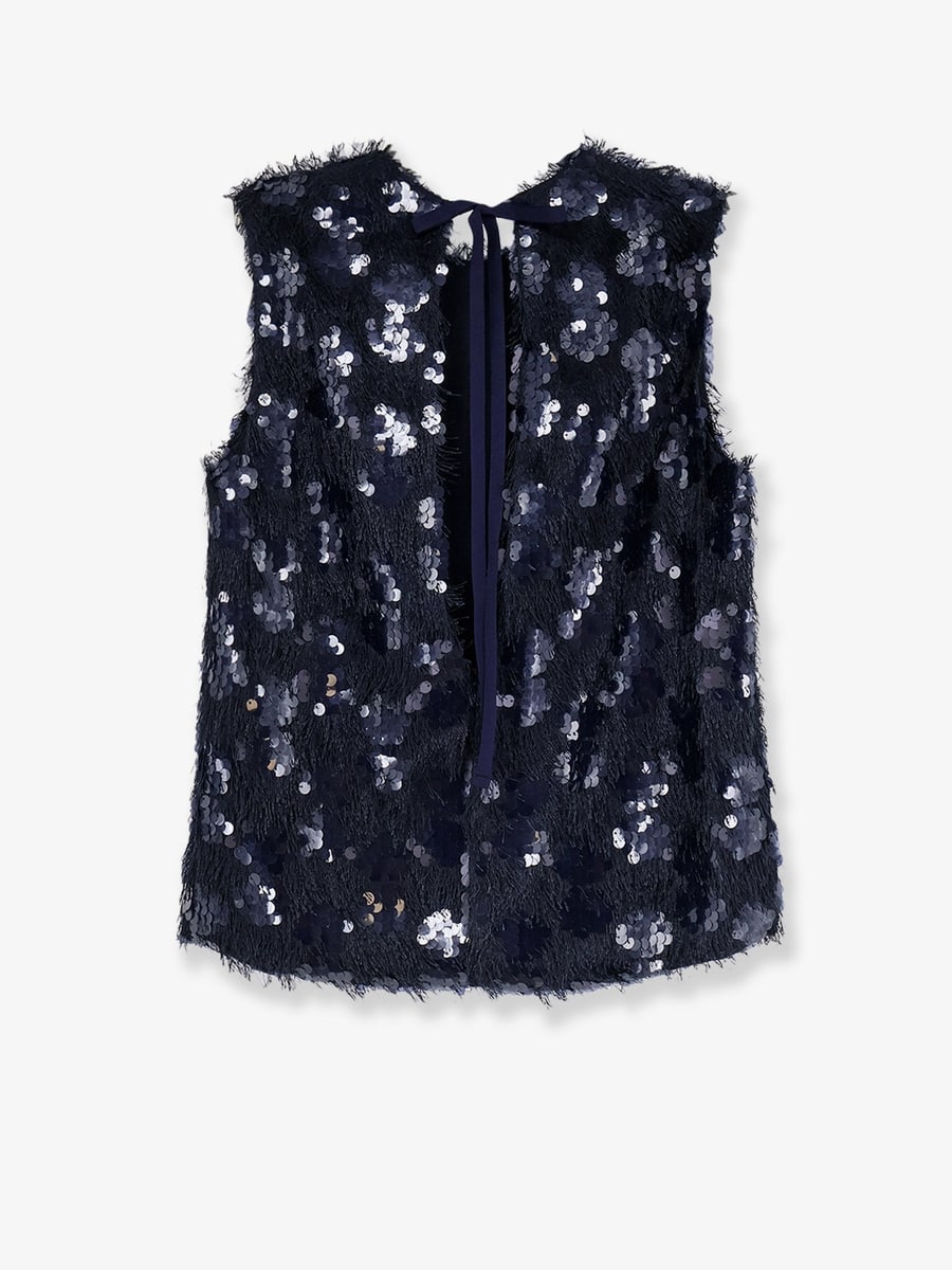 SEMICOUTURE Fringed top wwith sequins, view 2