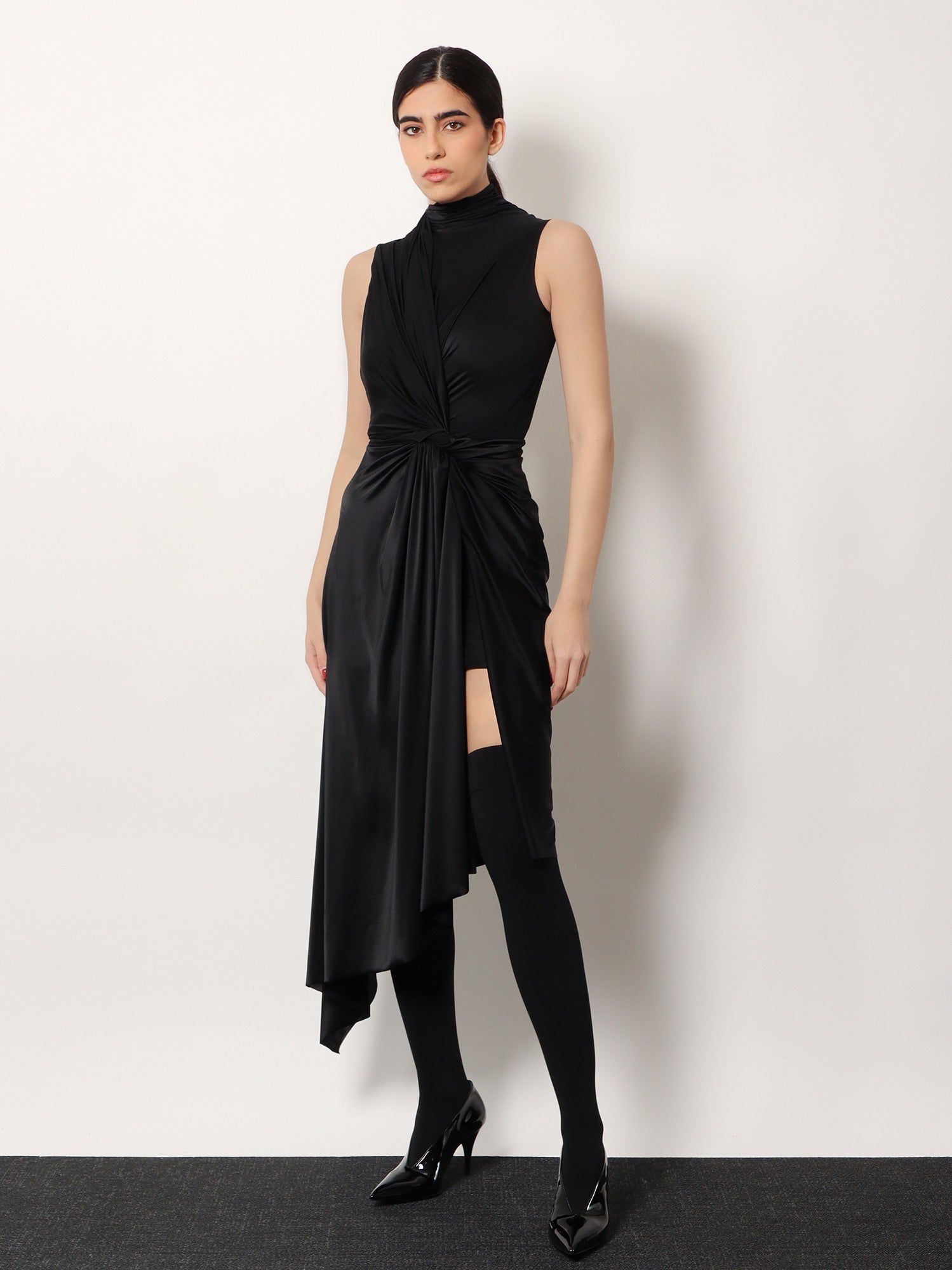 Balenciaga Stretch fabric long asymmetrical dress, view 2