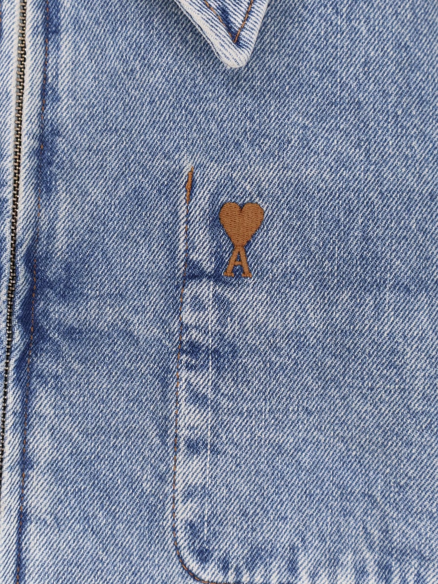 AMI Paris Denim Jacket with iconic embroidery, view 3