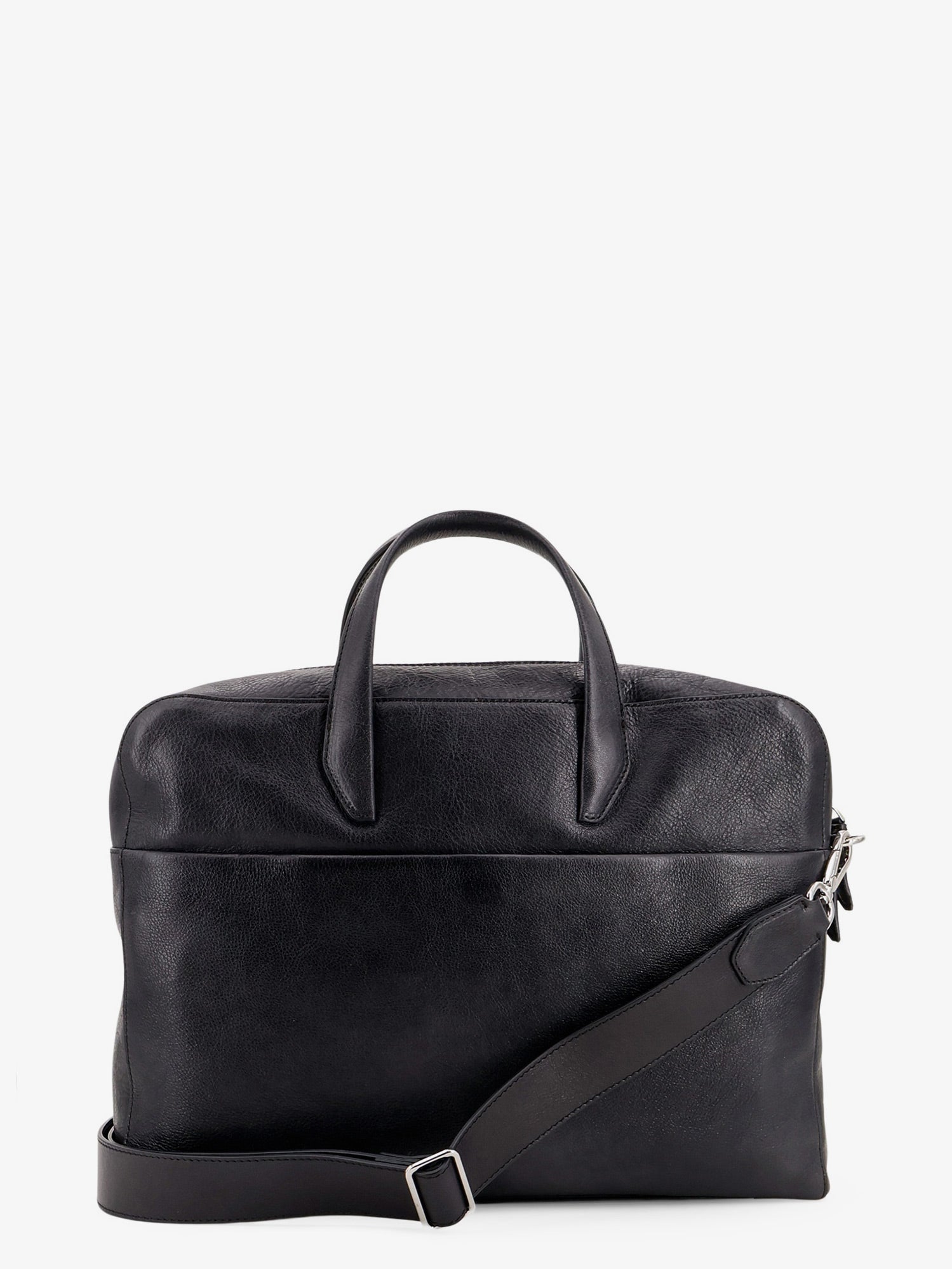 ORCIANI Leather work bag with front lettering logo, view 2