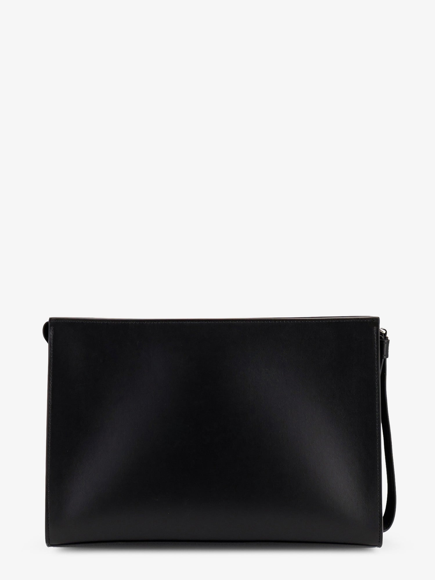 ORCIANI Leather clutch bag with metal lettering logo, view 2
