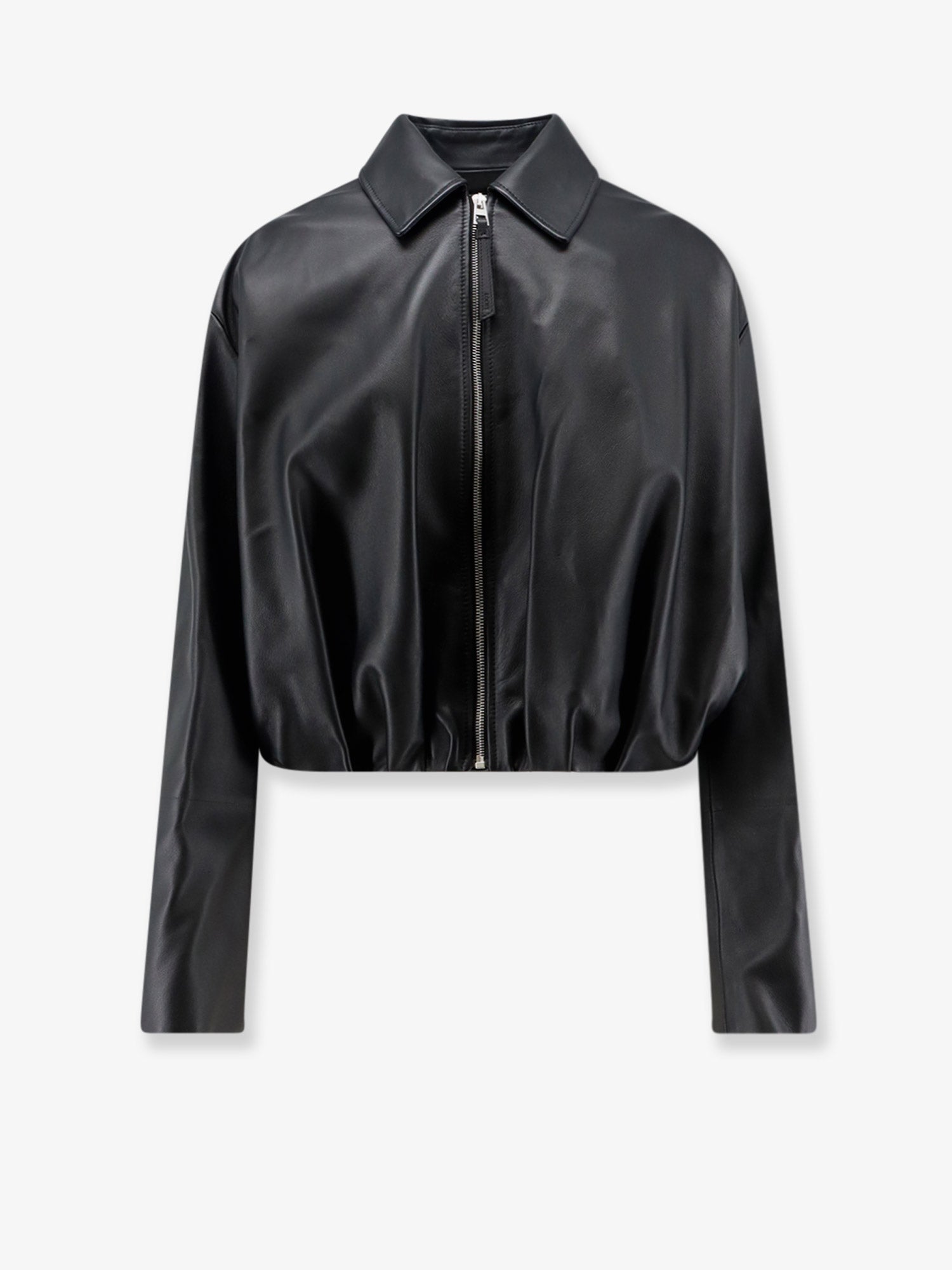 Loewe Cropped leather jacket with back logo patch