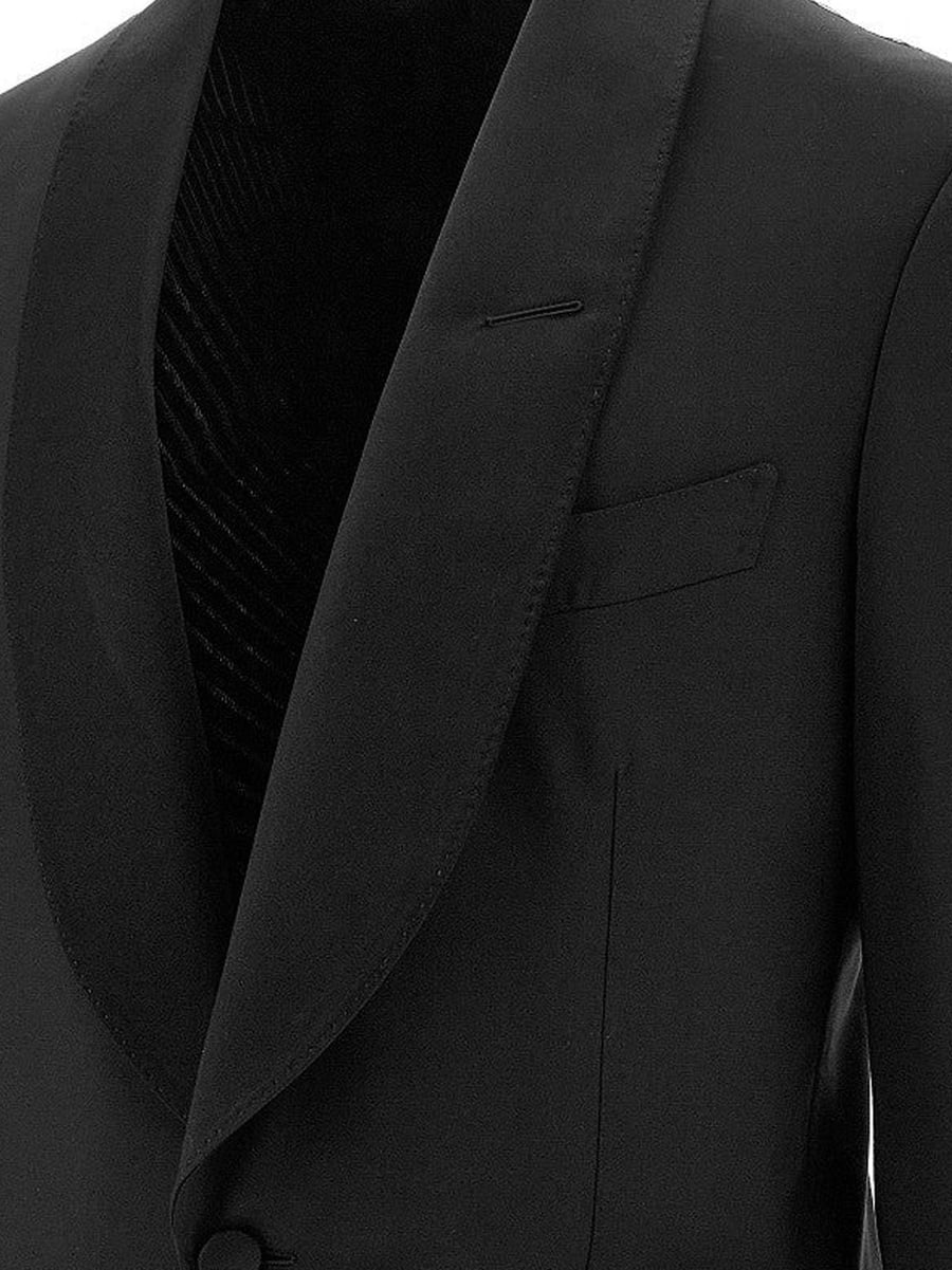 Tom Ford Stretch virgin wool tuxedo with satin profiles, view 3