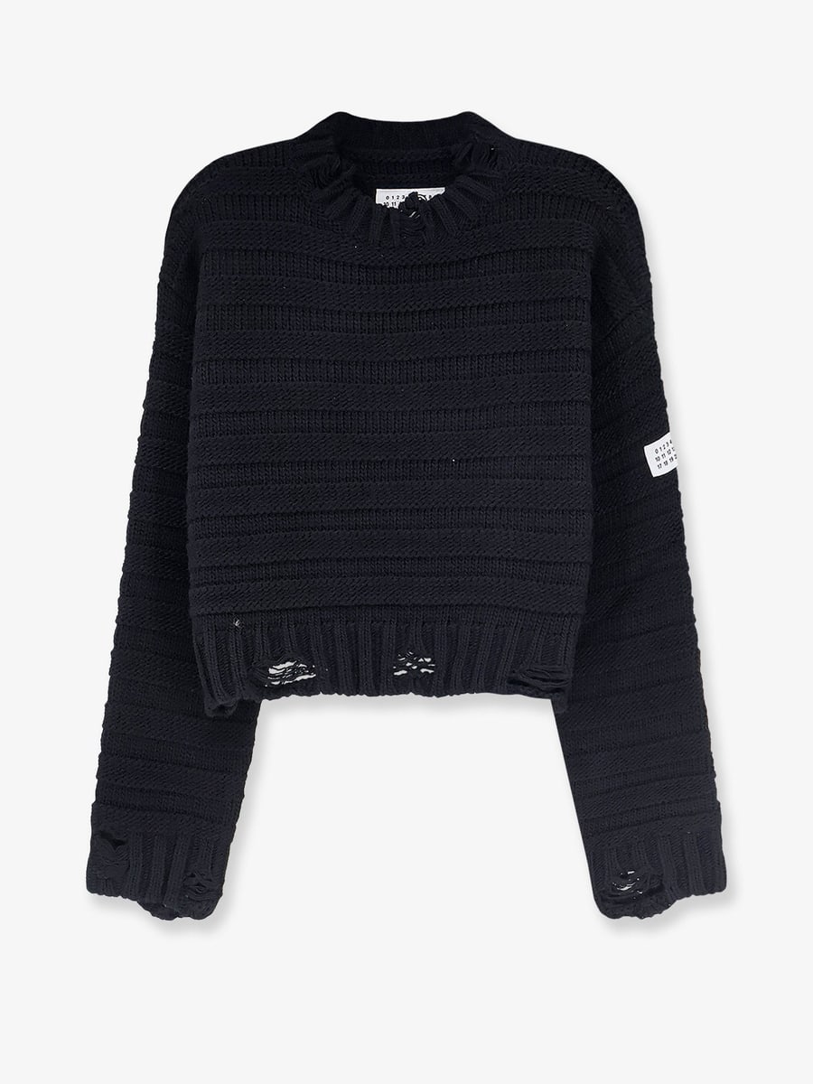 MM6 Maison Margiela Destroyed effect wool blend sweater