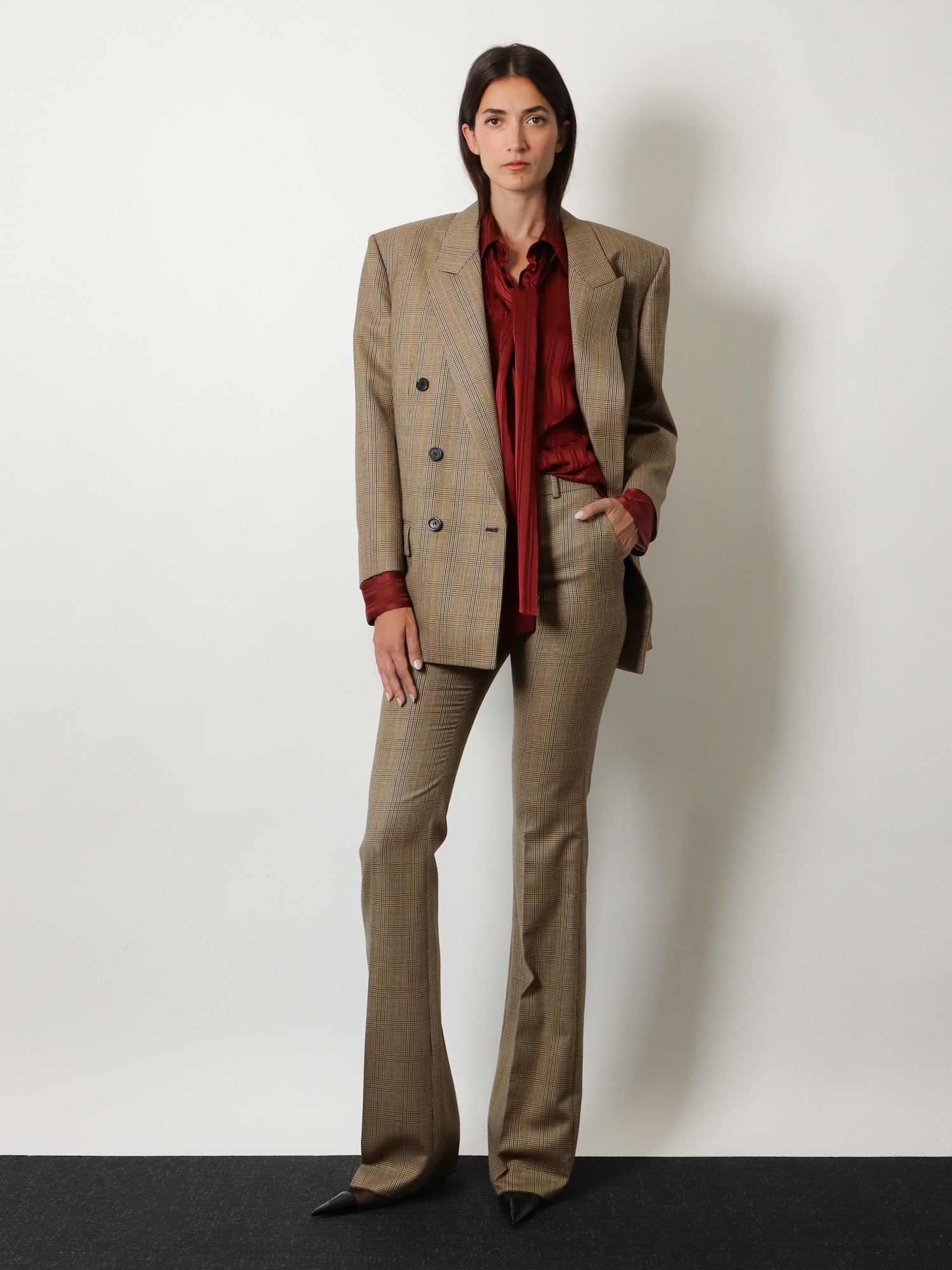 Saint Laurent Prince-of-Wales certified wool blazer, view 2
