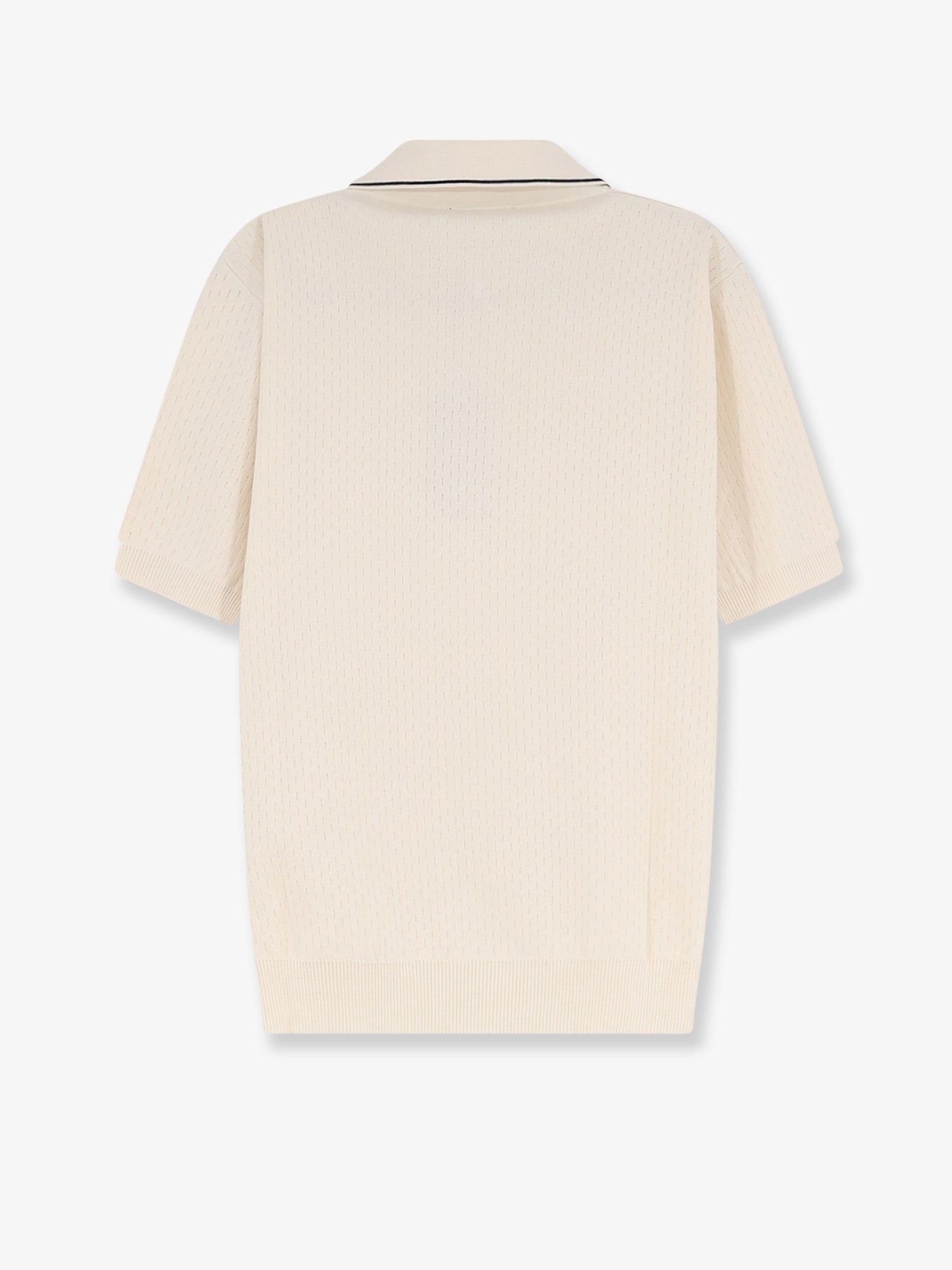 Fendi Cotton and silk polo shirt with FF embroidery, view 2