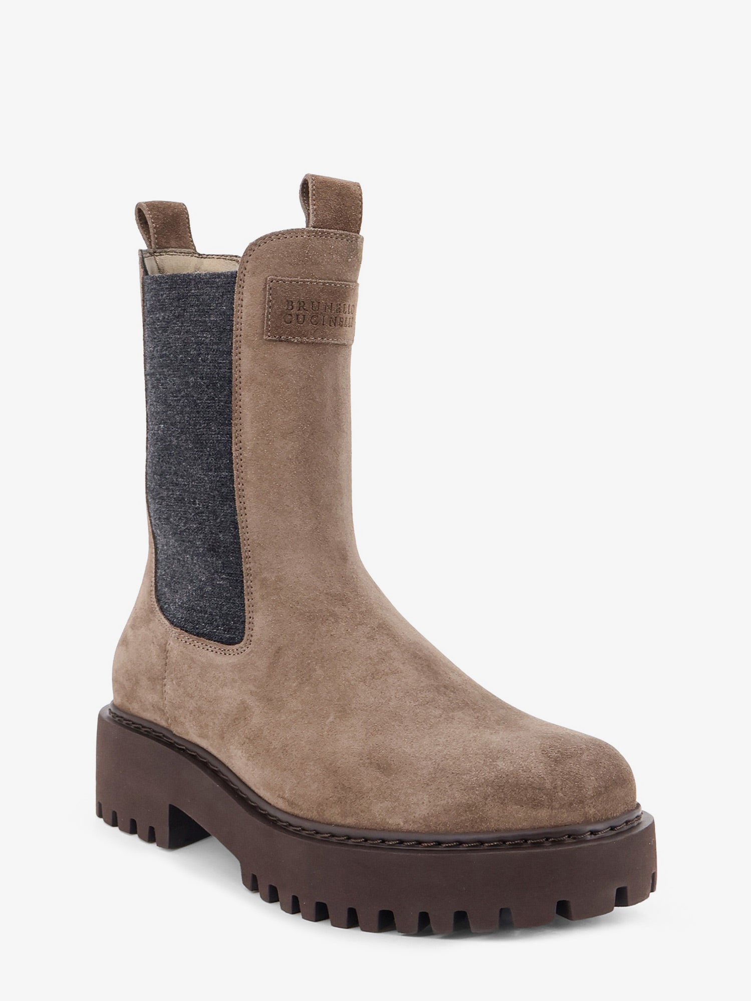 Brunello Cucinelli Suede Boots with Precious Loop detail, view 2
