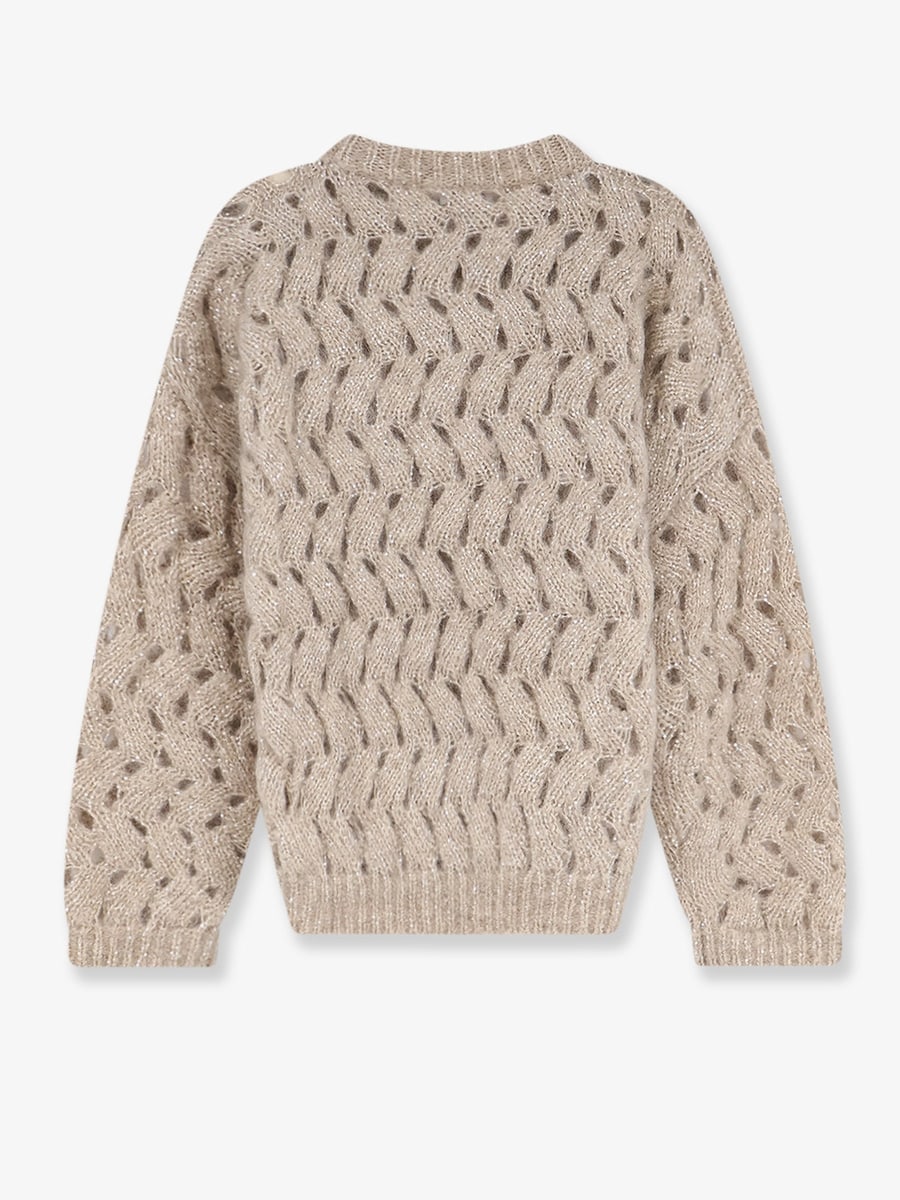 Brunello Cucinelli Perforated sweater with micro sequins, view 2