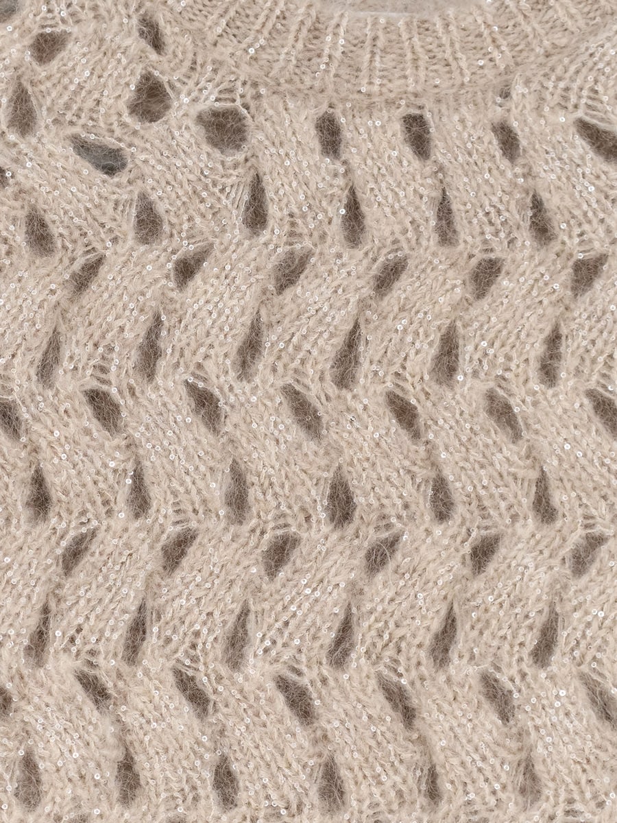Brunello Cucinelli Perforated sweater with micro sequins, view 3