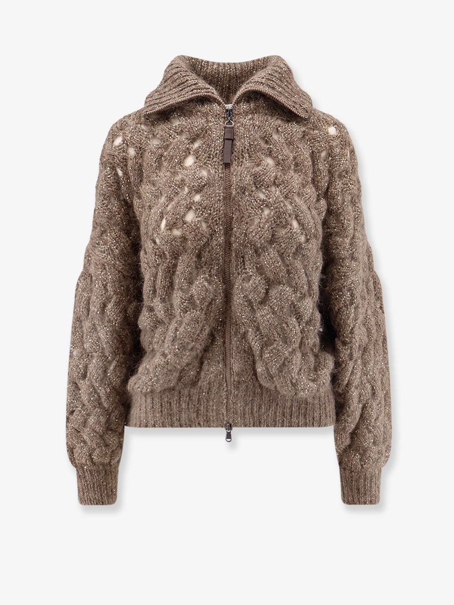 Brunello Cucinelli Perforated cardigan with micro-sequins
