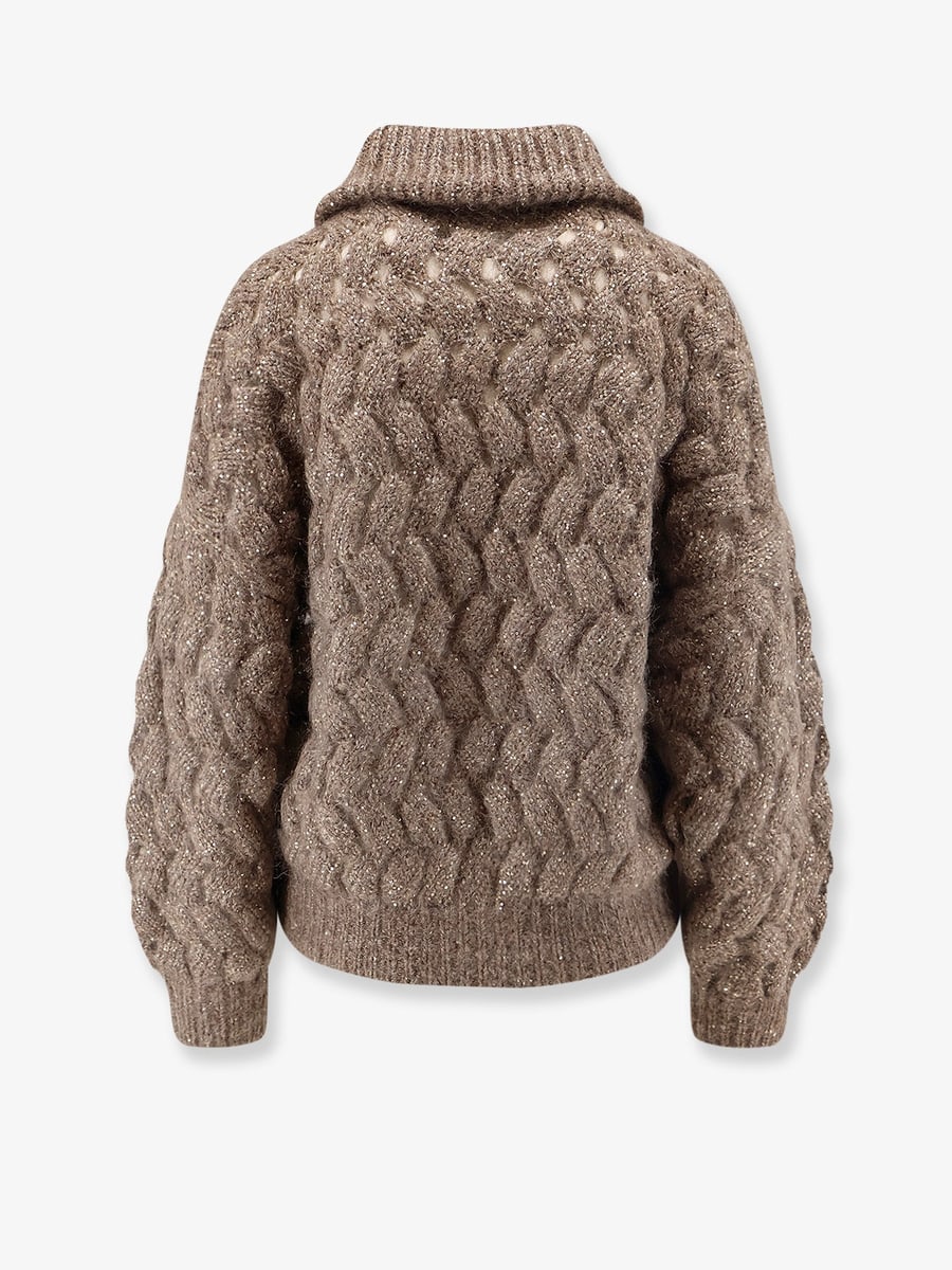 Brunello Cucinelli Perforated cardigan with micro-sequins, view 2