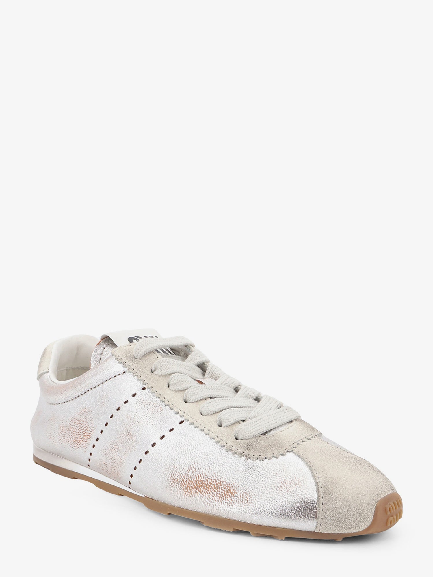 Miu Miu Plume vintage silver leather sneakers, view 2