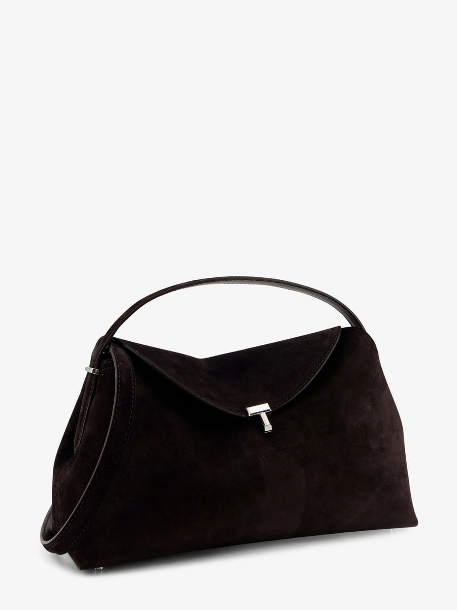 Toteme T-Lock suede handbag, view 3