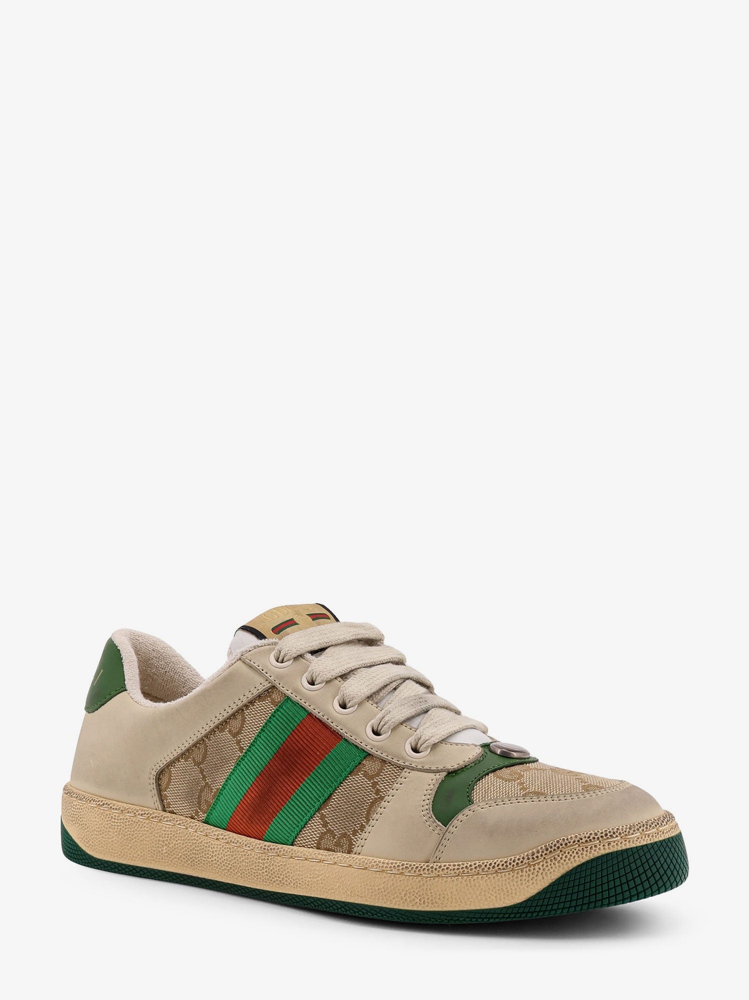 Gucci Screener leather and GG Supreme Fabric sneakers, view 2