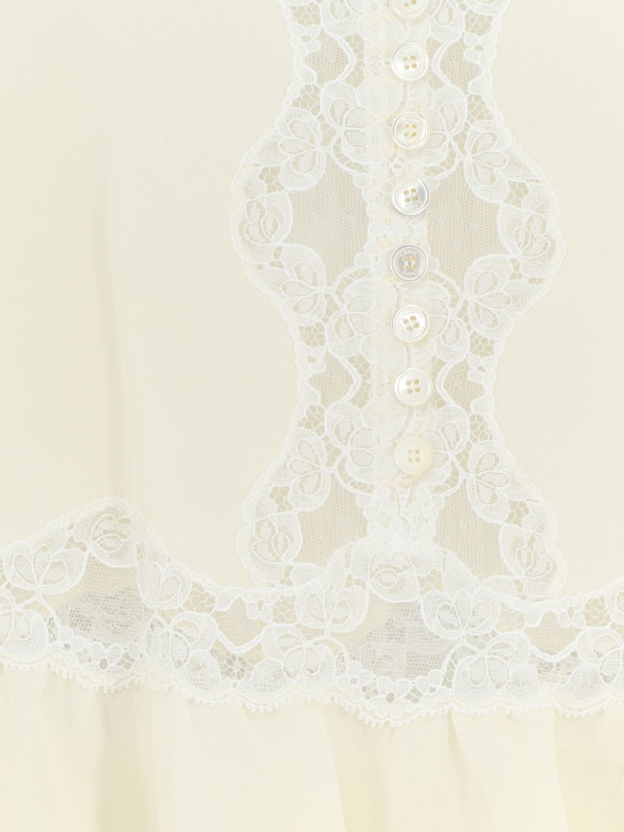 Chloé Silk top with lace inserts, view 3