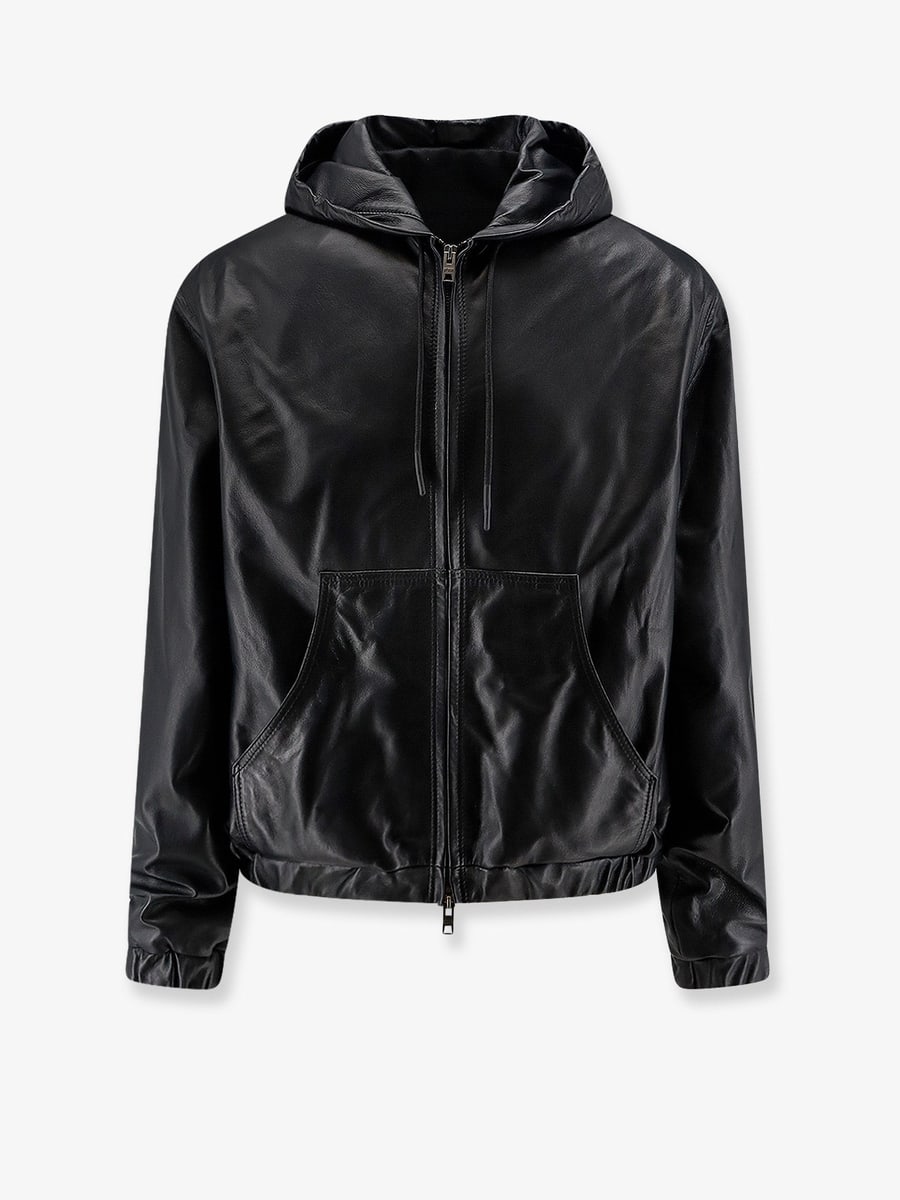 DFOUR Hooded leather jacket