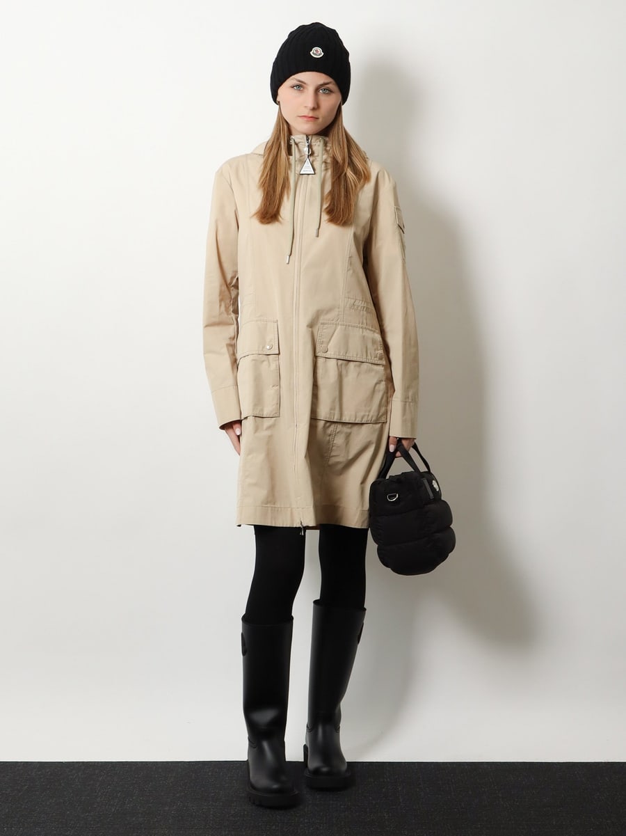 Moncler Laerte cotton blend long jacket, view 2