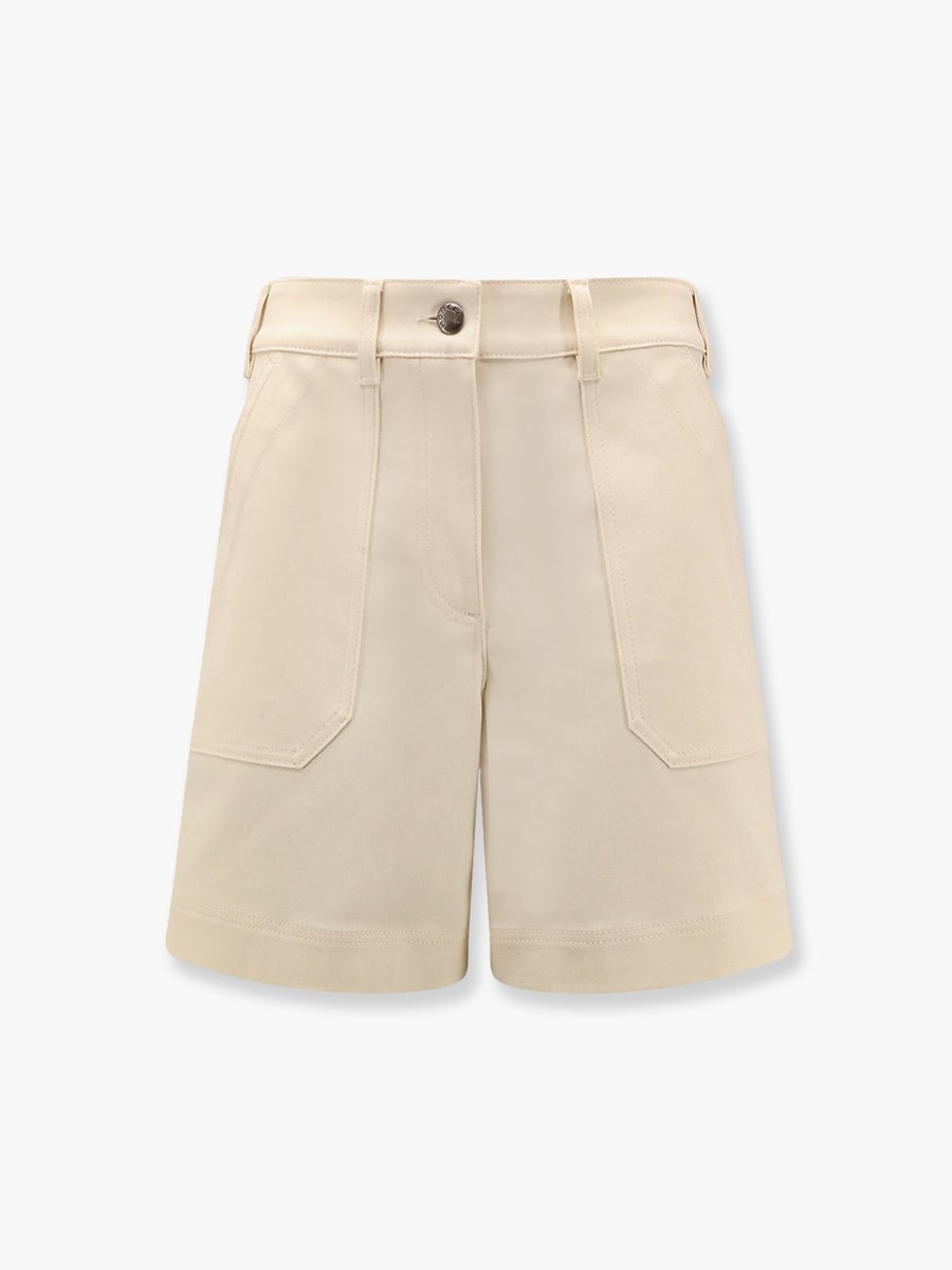 Moncler Stretch cotton shorts with maxi logo patch