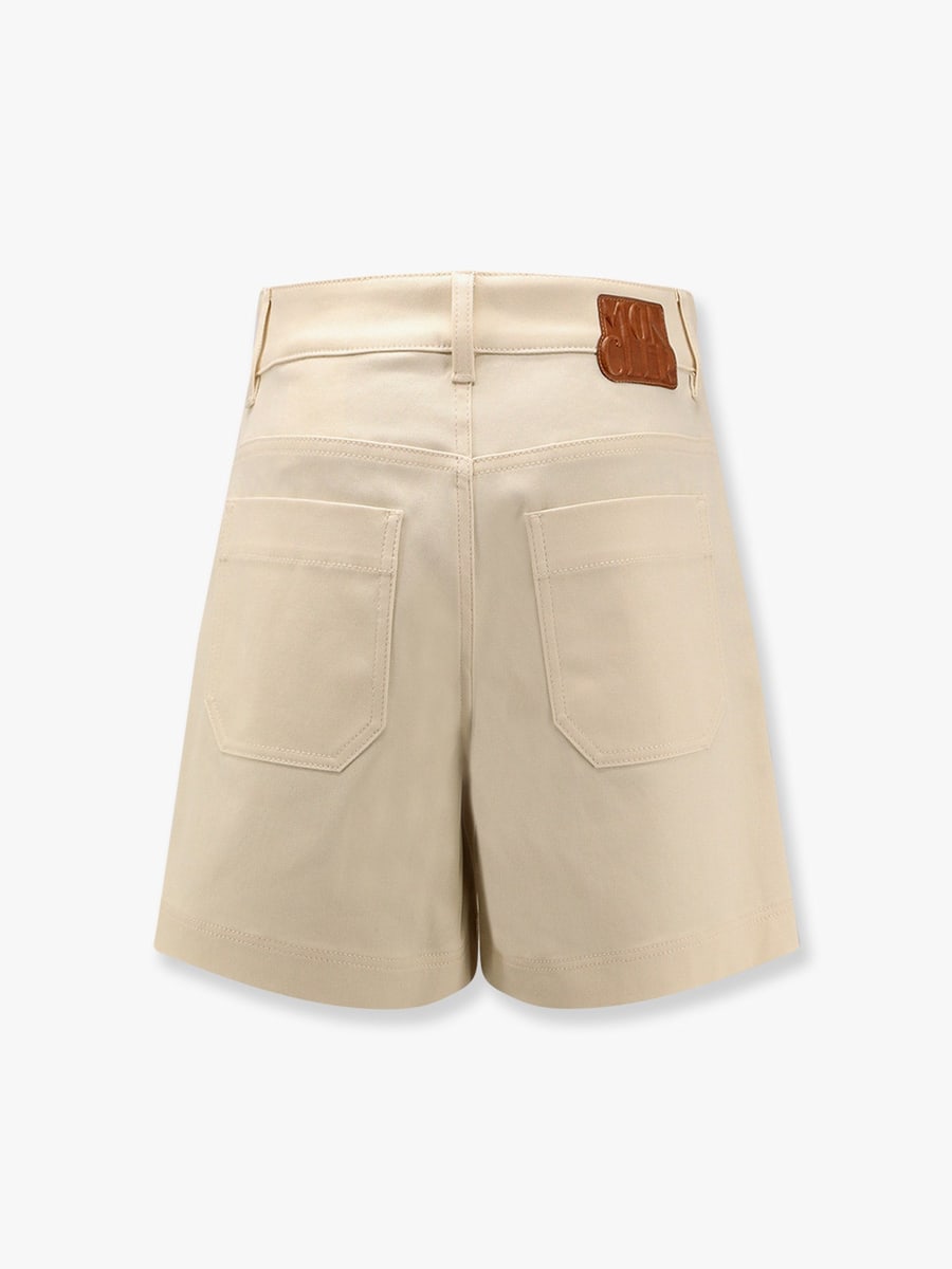 Moncler Stretch cotton shorts with maxi logo patch, view 4