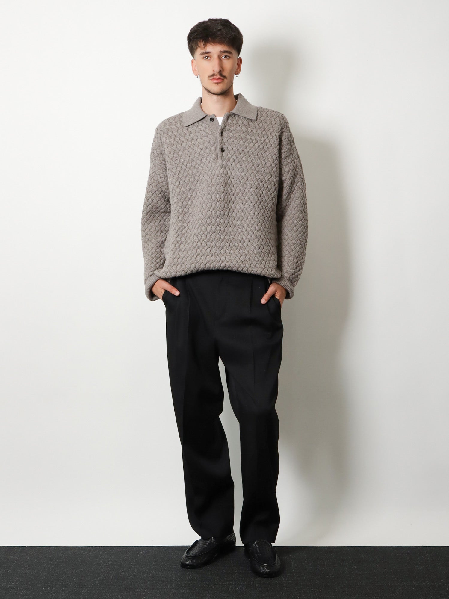 Bottega Veneta Wool sweater with Intrecciato motif, view 2