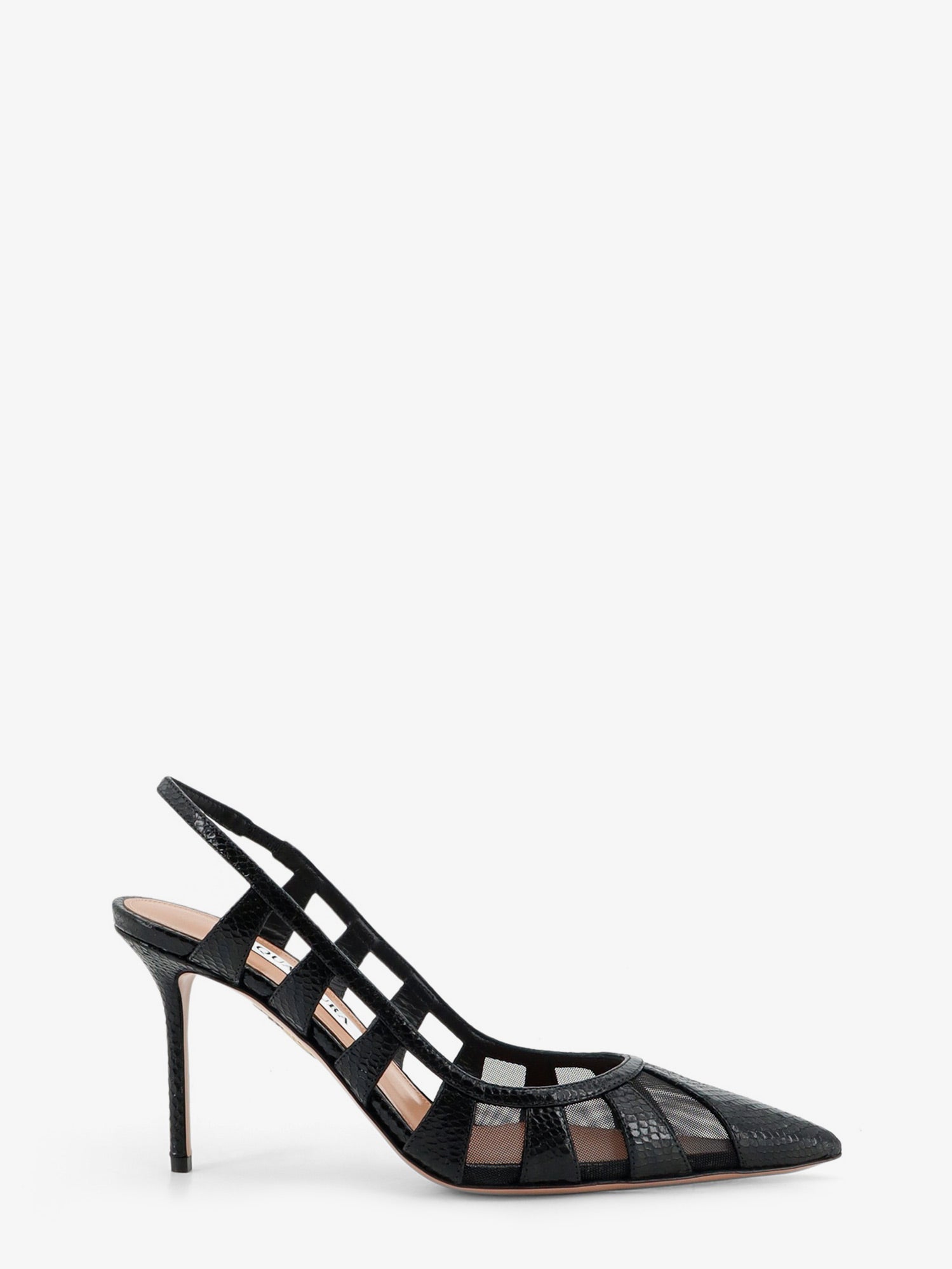 AQUAZZURA Leather décolleté with mesh inserts