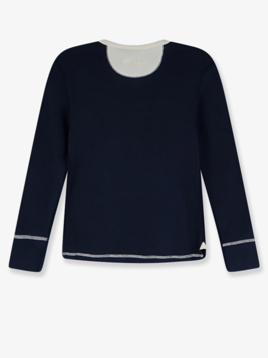 Chloé Cotton sweater with contrasting inserts, view 2