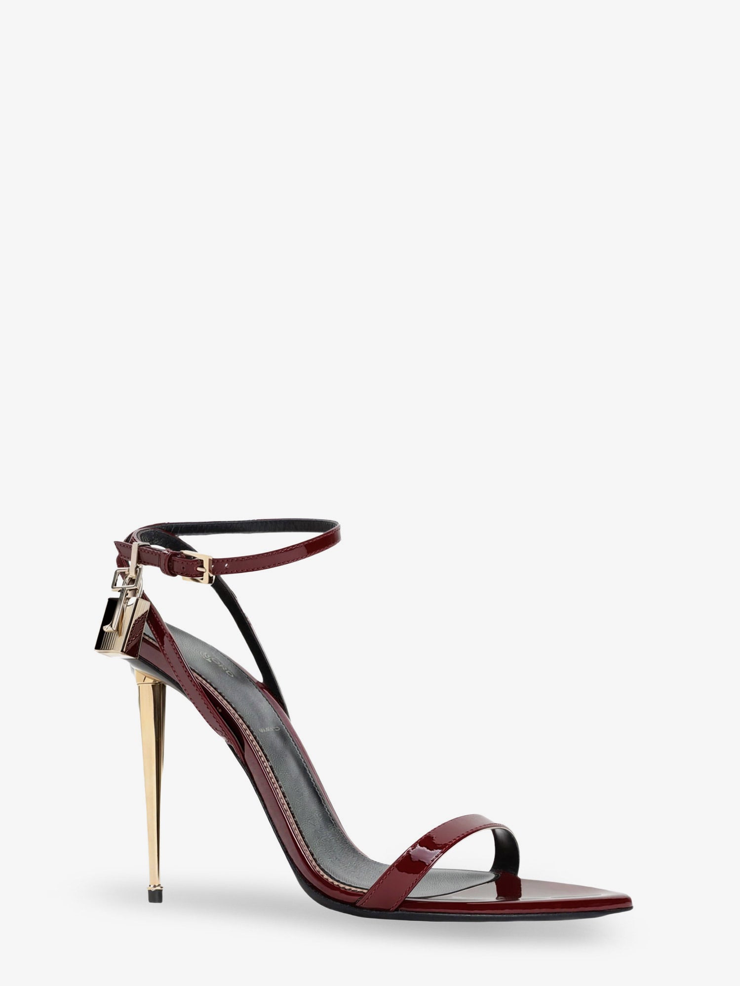 Tom Ford Patent leather sandals with iconic metal padlock, view 2