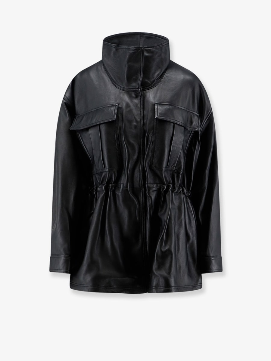 ROHE Leather jacket with adjustable drawstring waist
