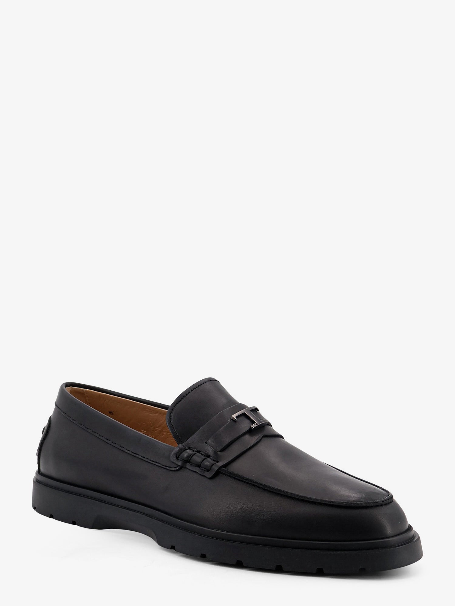 Tod's Leather loafers with metal logo, view 2