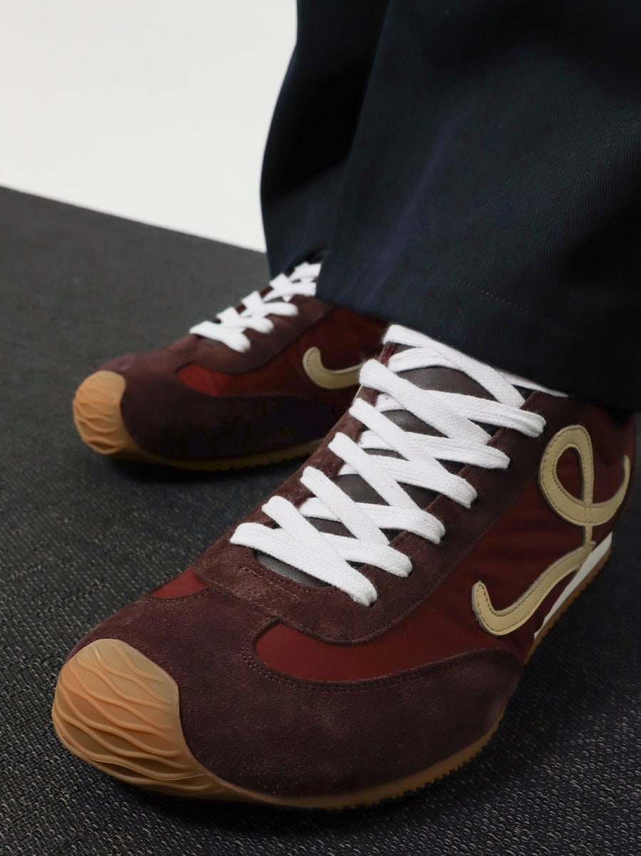 Loewe Ballet Runner 2.0 nylon and suede sneakers with side logo, view 2