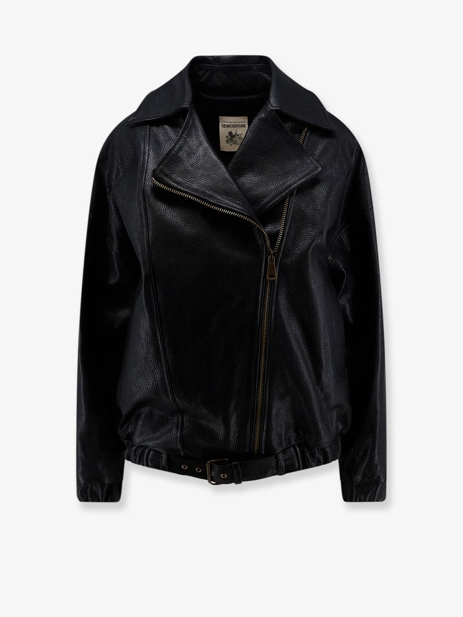 SEMICOUTURE Oversize textured leather jacket