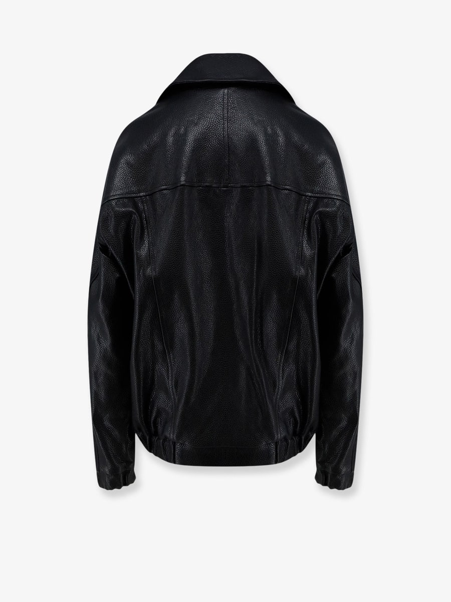 SEMICOUTURE Oversize textured leather jacket, view 2