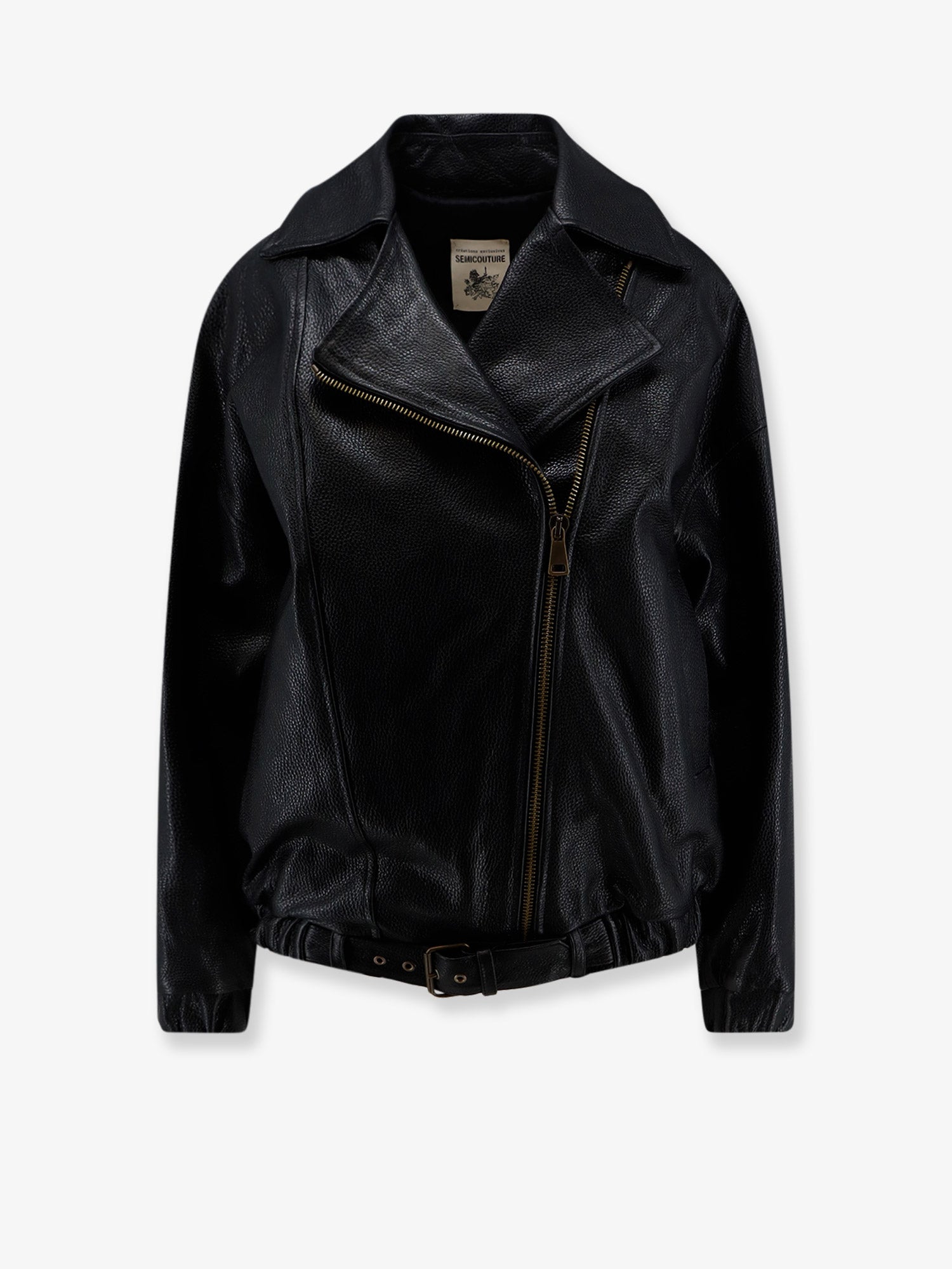 SEMICOUTURE Oversize textured leather jacket