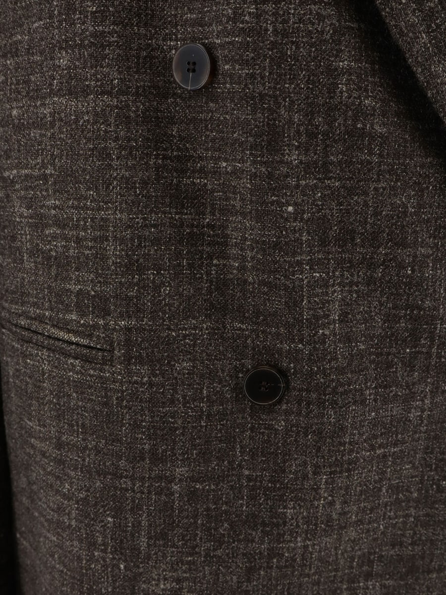 ALYSI Double-breasted wool and linen blend blazer, view 3