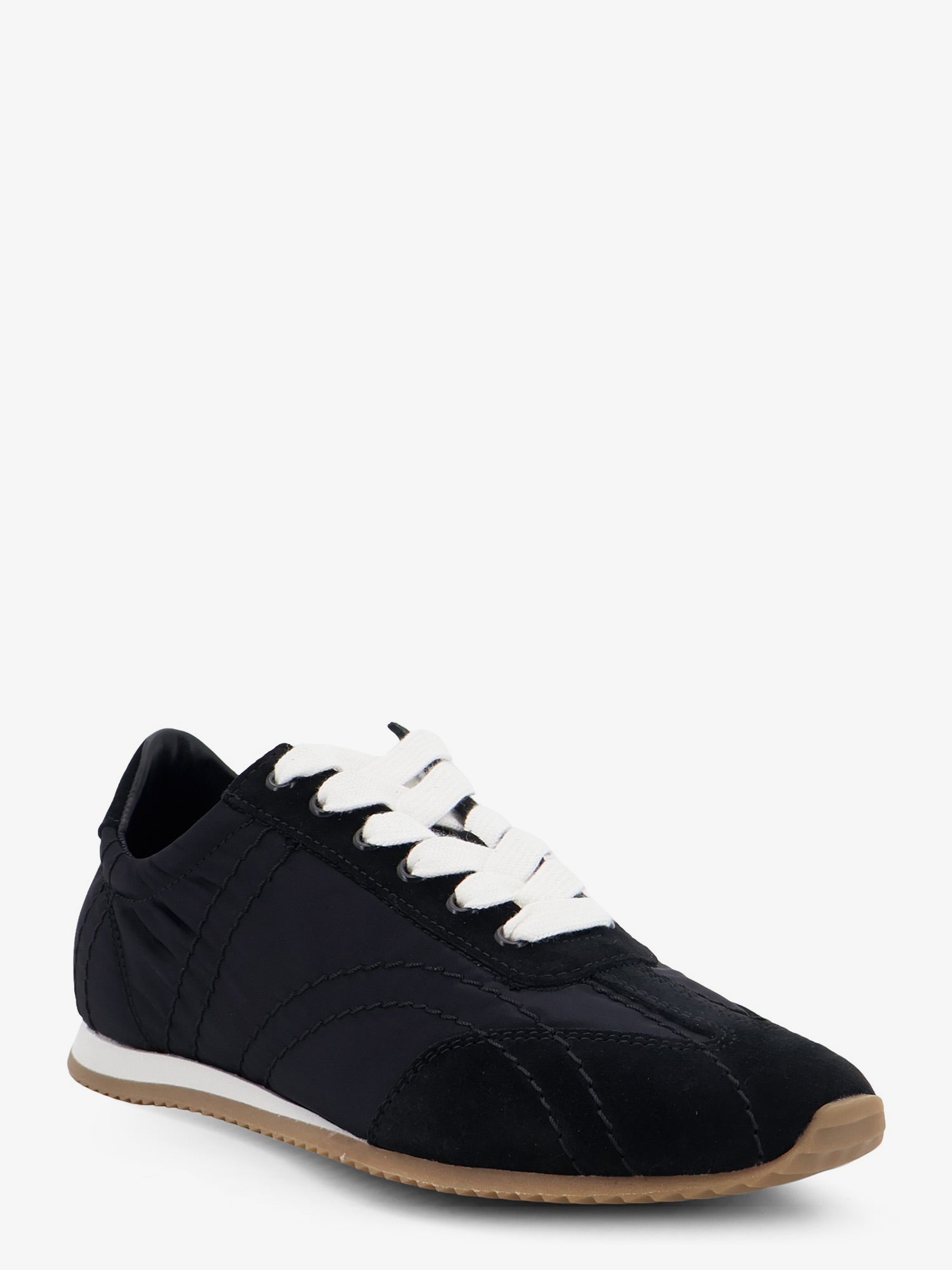 Toteme Nylon and suede sneakers with all-over stitching, view 2