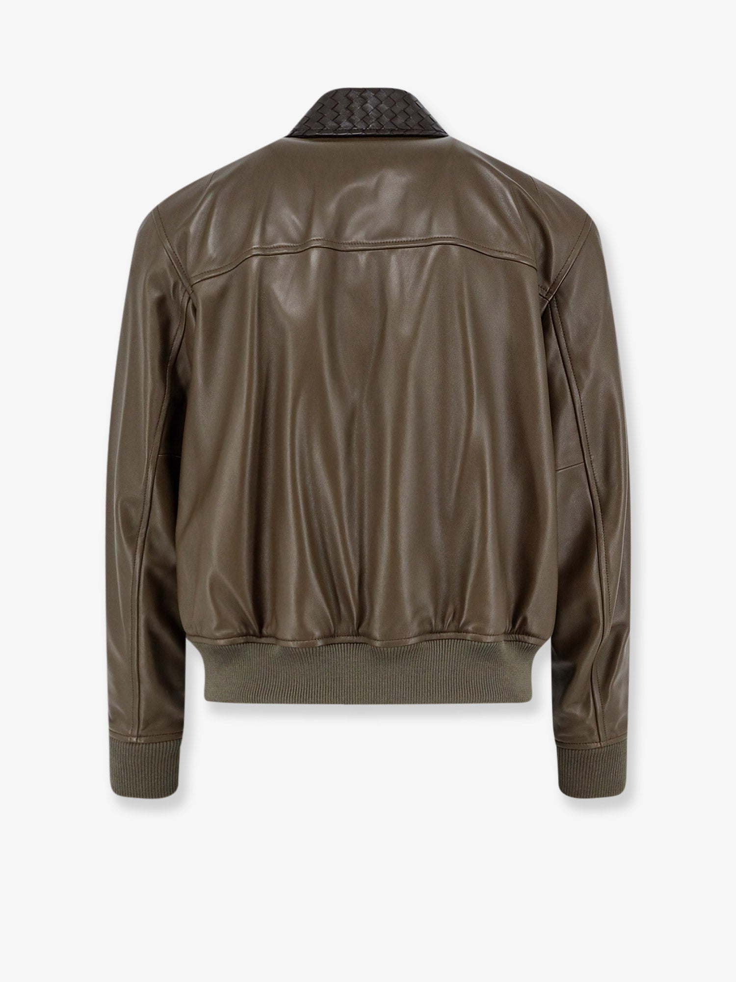 Bottega Veneta Leather Jacket with Ibntrecciato detail, view 2
