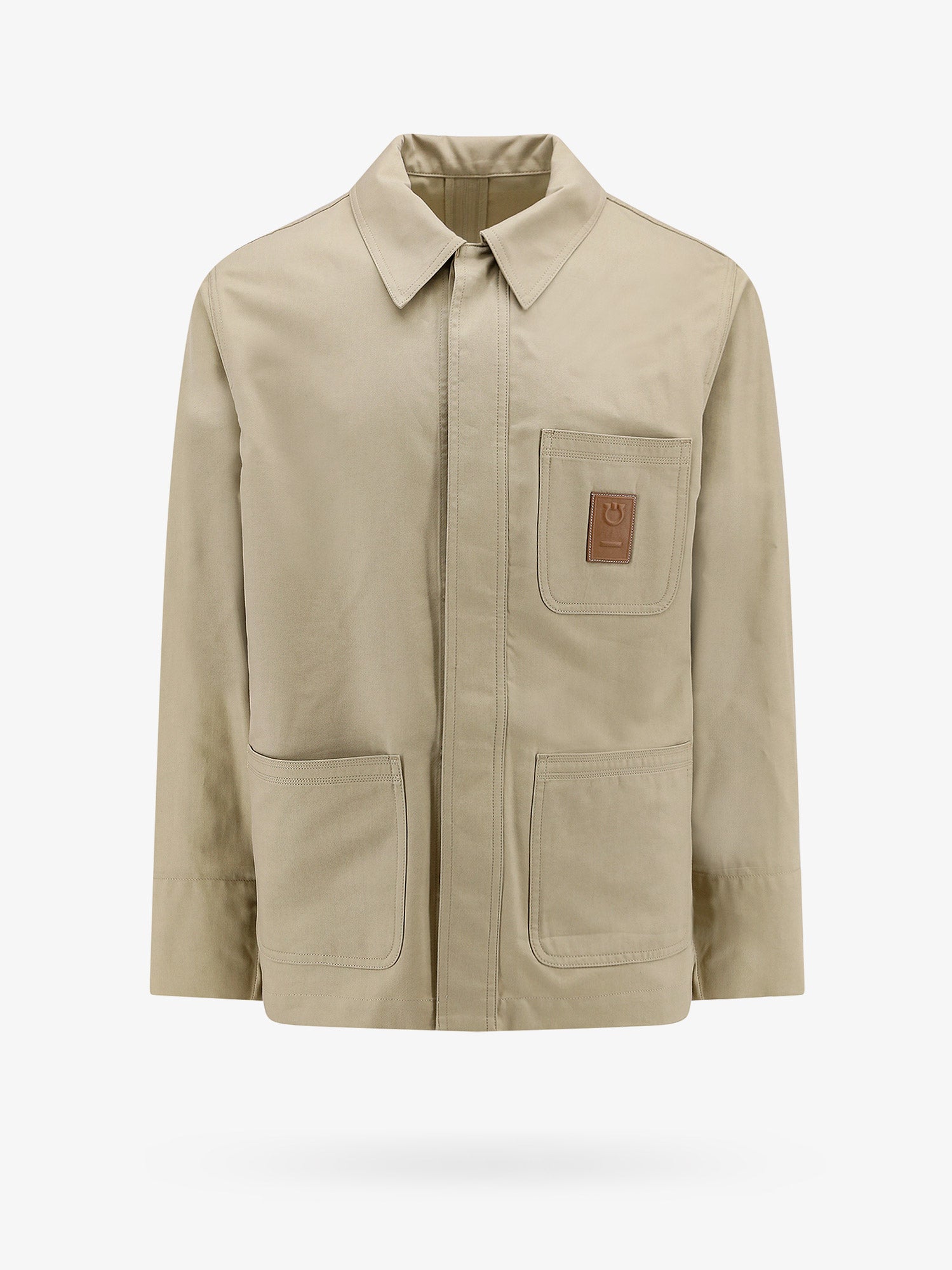 Ferragamo Cotton and viscose jacket with gancini leather patch