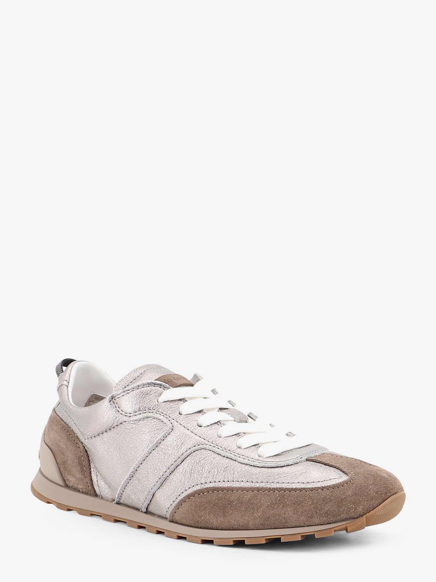 Brunello Cucinelli Laminated leather and suede sneakers, view 2