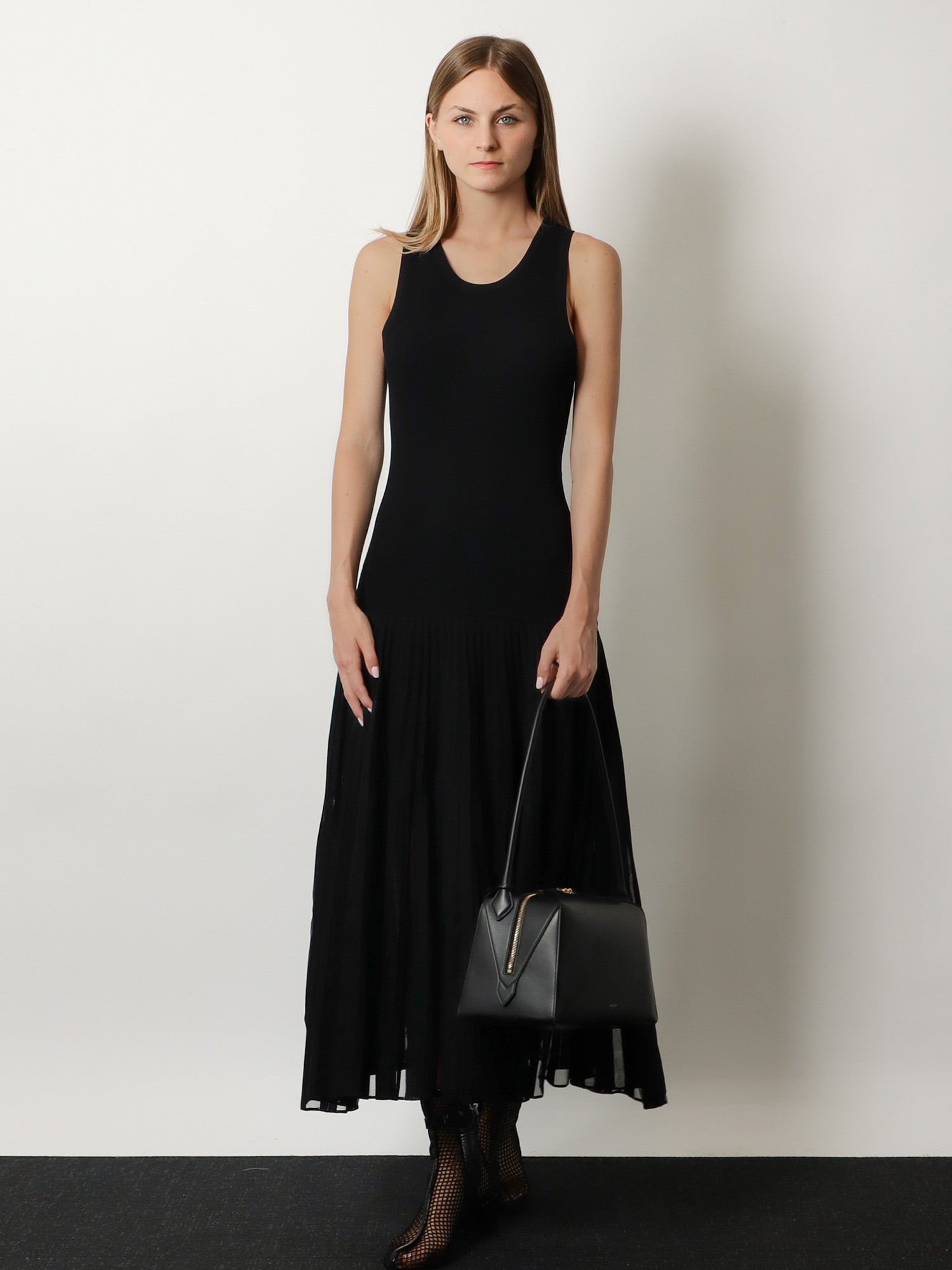 Alaïa Long pleated viscose blend dress, view 2