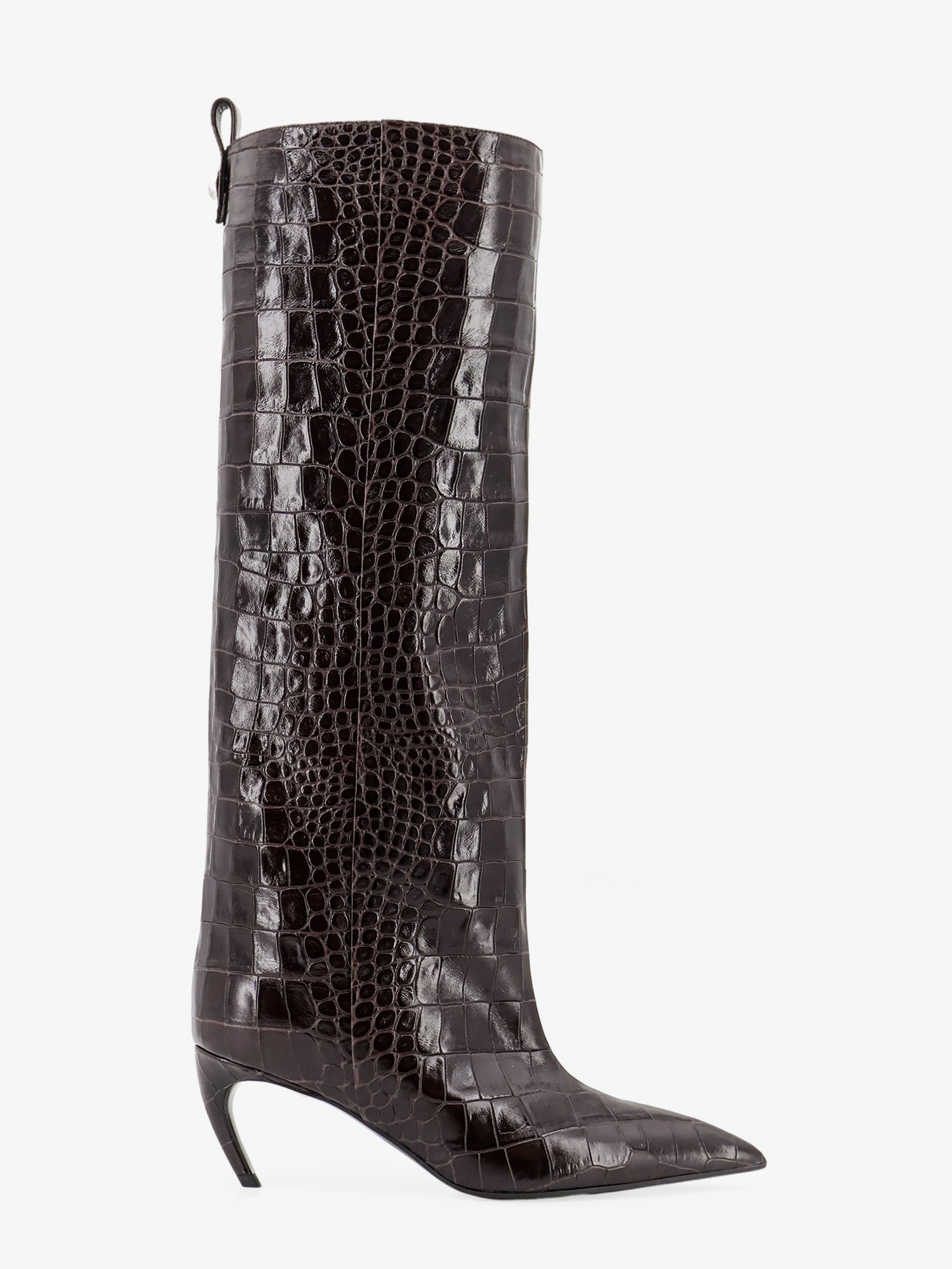 The Attico Lea boots in leather with crocodile print