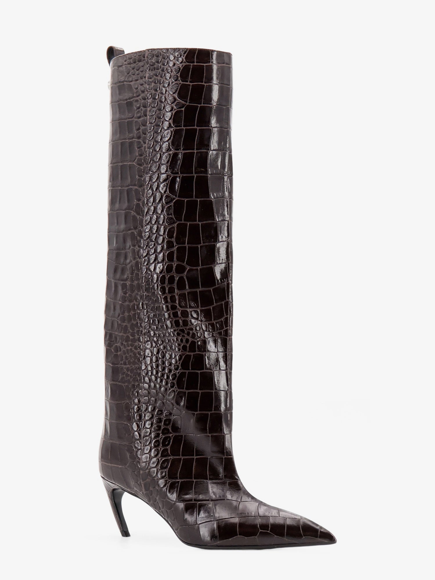 The Attico Lea boots in leather with crocodile print, view 2