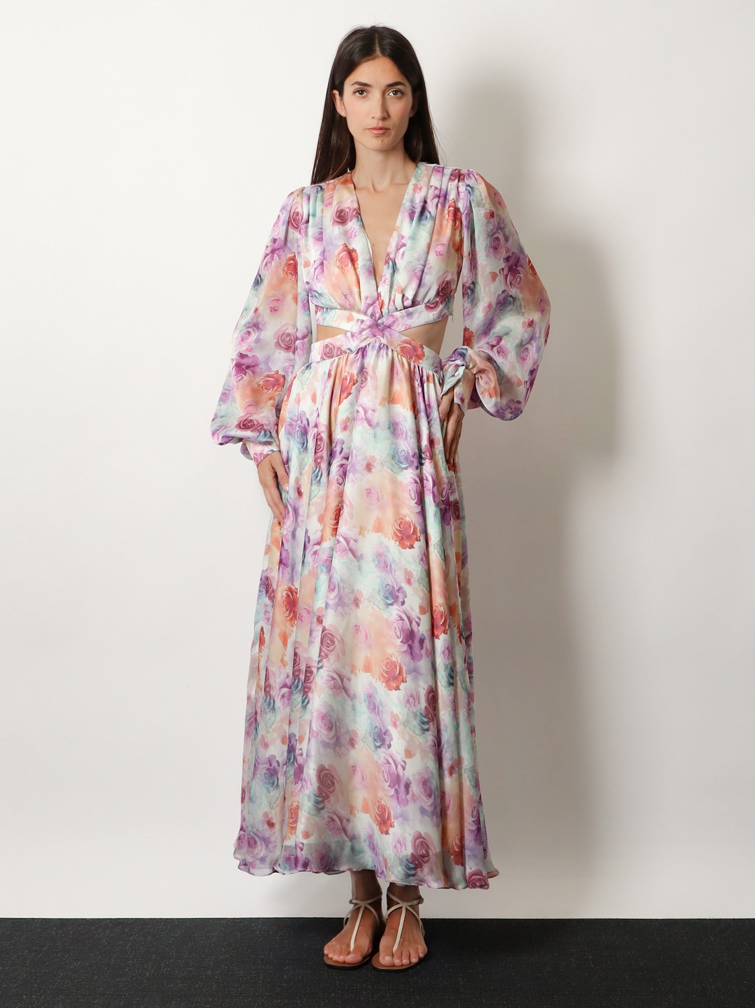 ACTUALEE Long dress with multicolor floral print, view 2