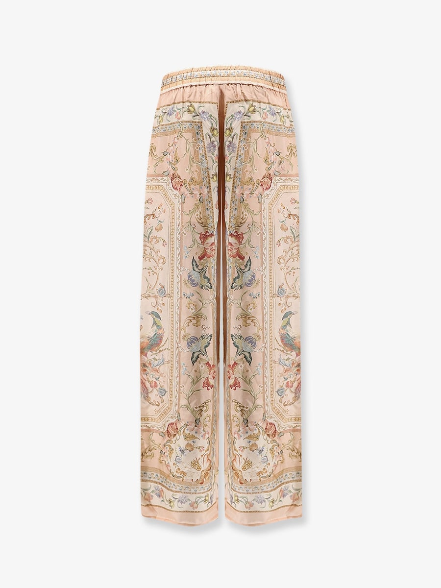 Zimmermann Roselight Silk Trousers with Pink Tapestry Floral Print, view 2