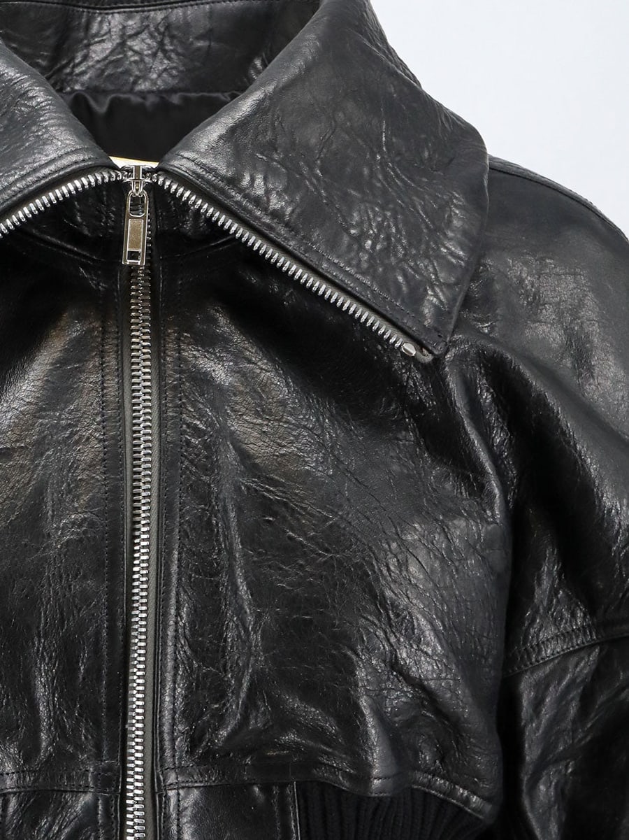 Rick Owens Dracuflight Cropped Leather Jacket, view 5