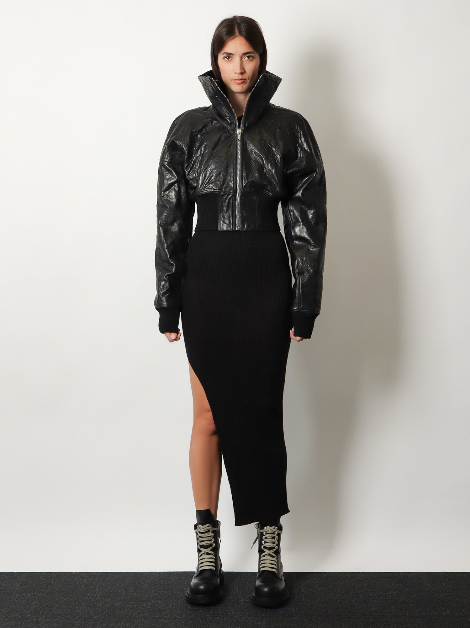 Rick Owens Dracuflight Cropped Leather Jacket, view 2